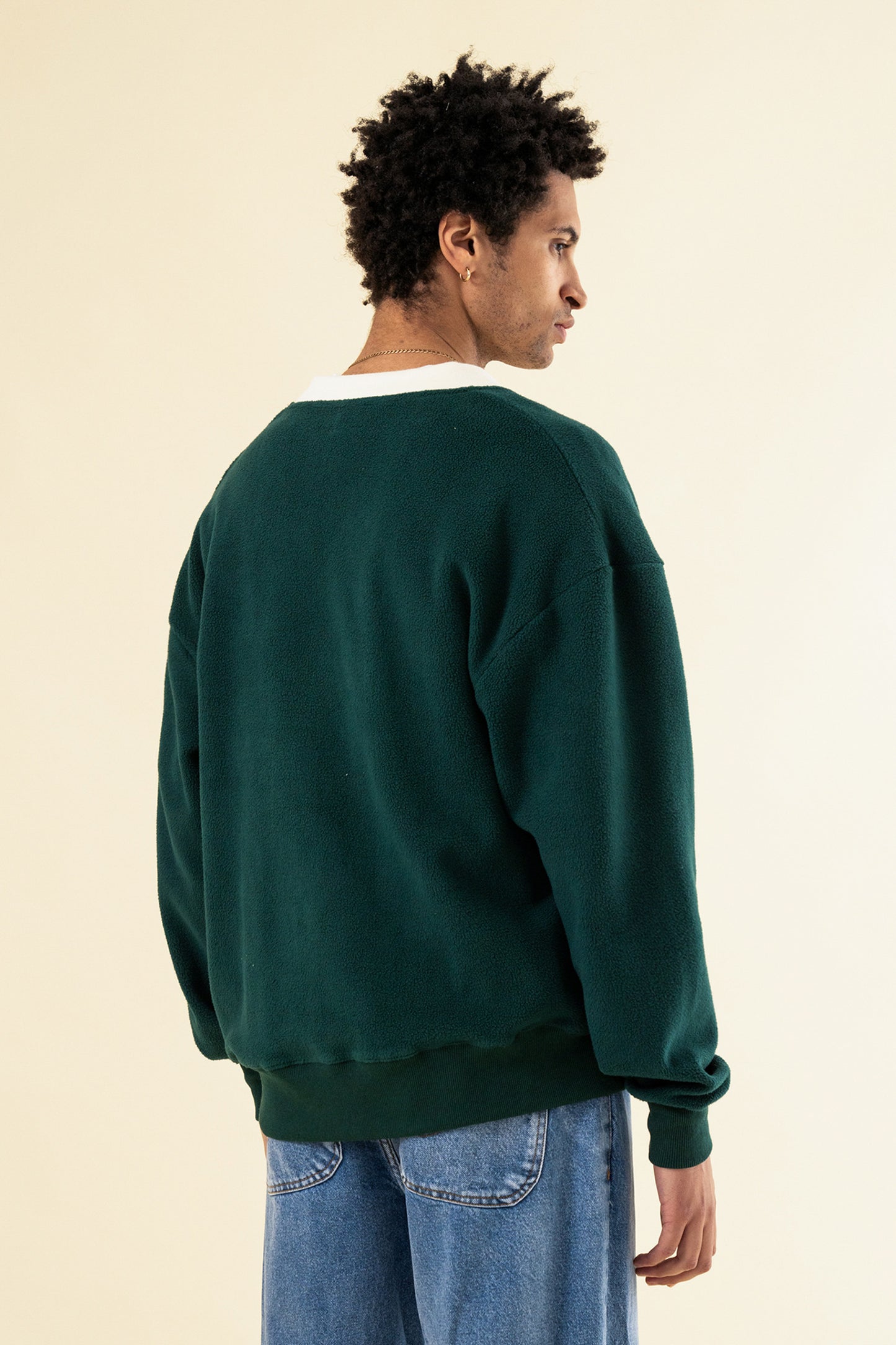 HARVARD REVERSE FLEECE CARDIGAN - BOTTLE GREEN