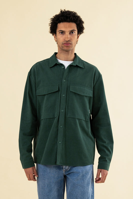 HEAVY CANVAS LONGSLEEVE SHIRT - BOTTLE GREEN