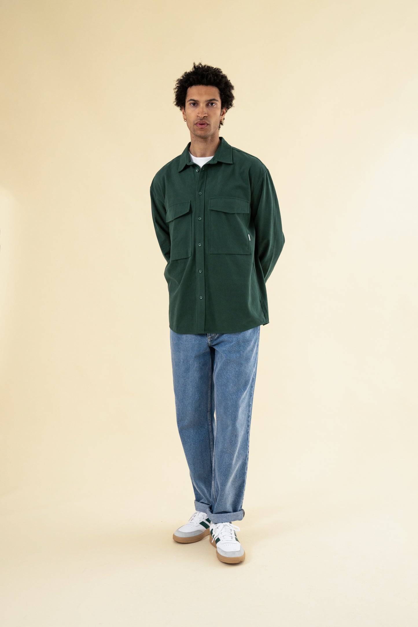 HEAVY CANVAS LONGSLEEVE SHIRT - BOTTLE GREEN