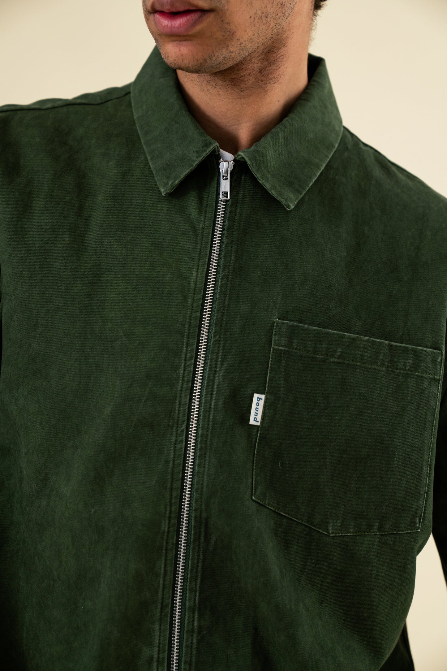 FOREST ACID WASH ZIP OVERSHIRT
