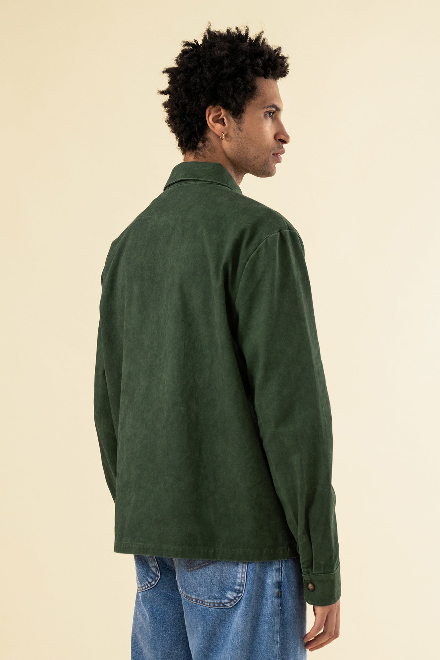 FOREST ACID WASH ZIP OVERSHIRT