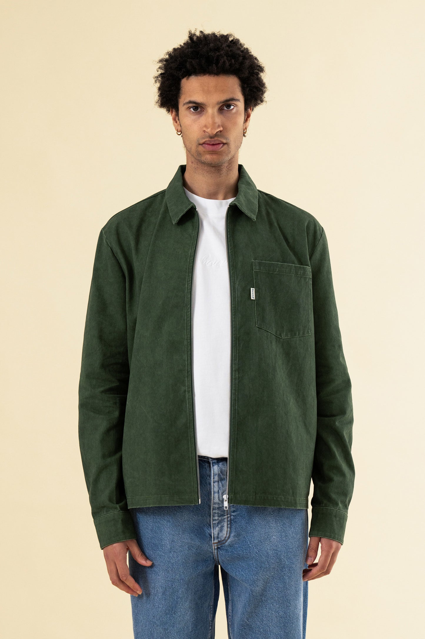FOREST ACID WASH ZIP OVERSHIRT