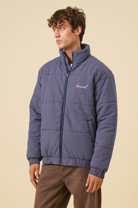 CHECK COTTON PUFFER - NAVY