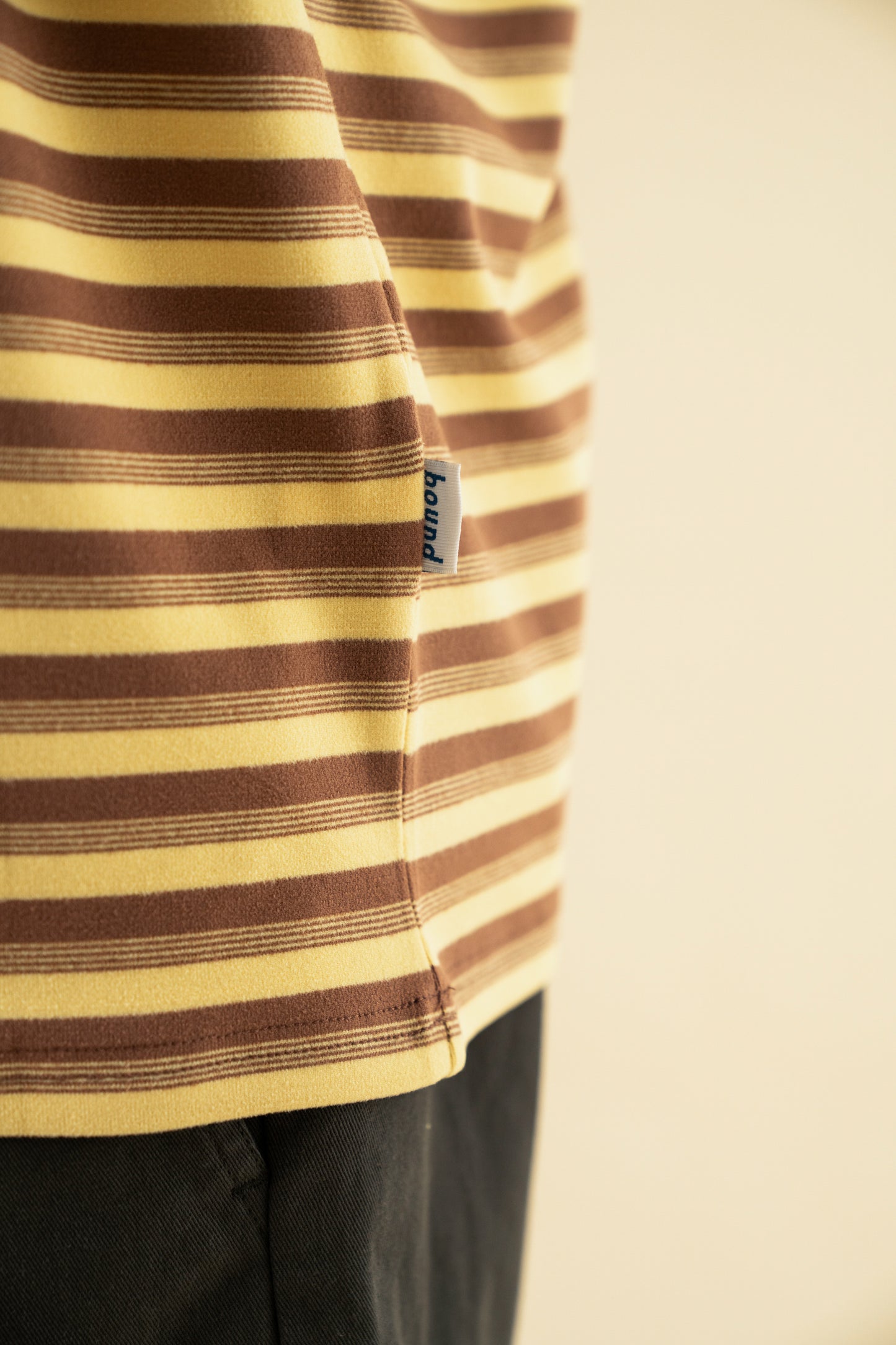 PEACHED STRIPE TEE - BROWN & YELLOW