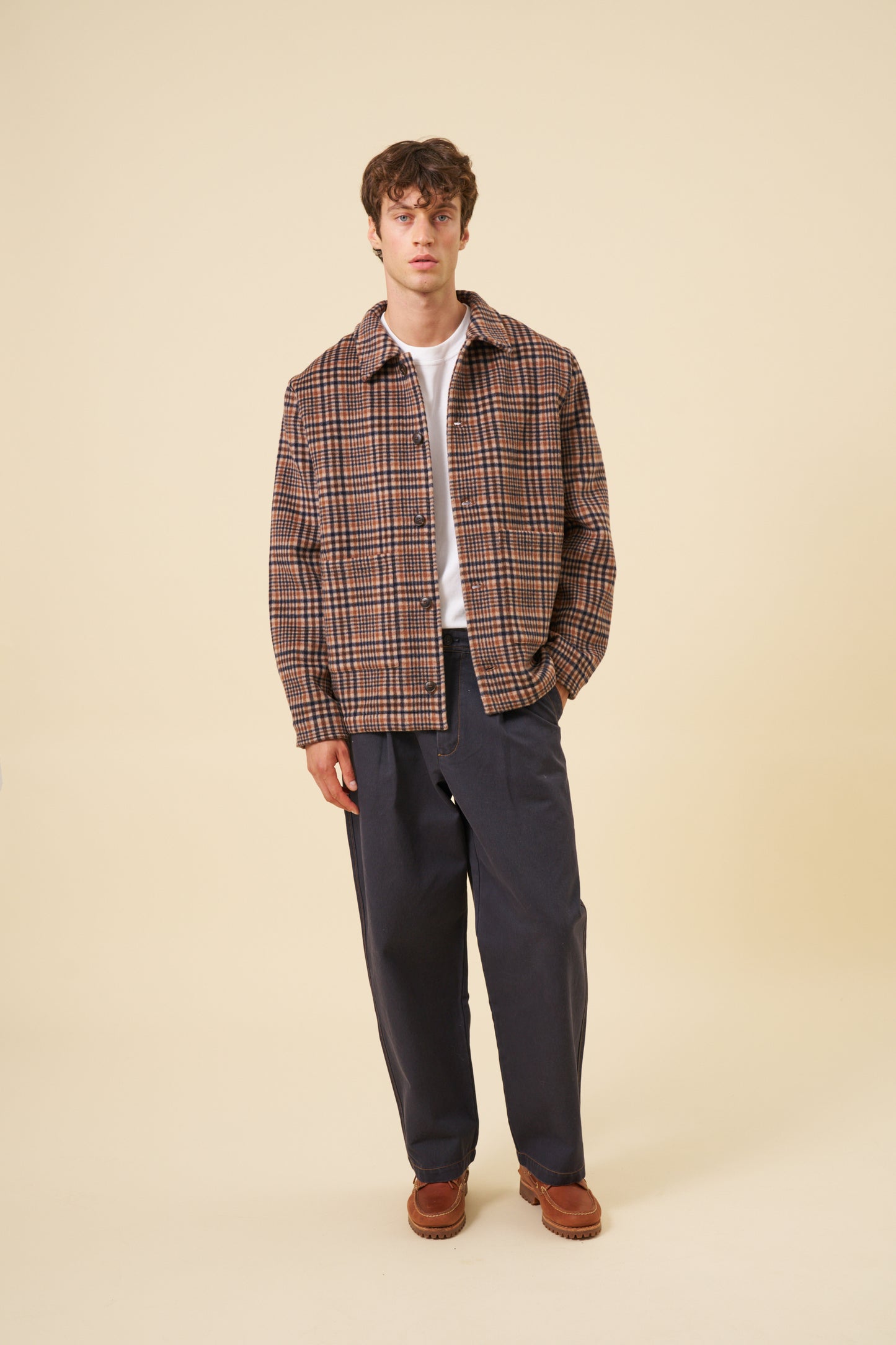 BARTON CHECK WOOL BUTTON JACKET