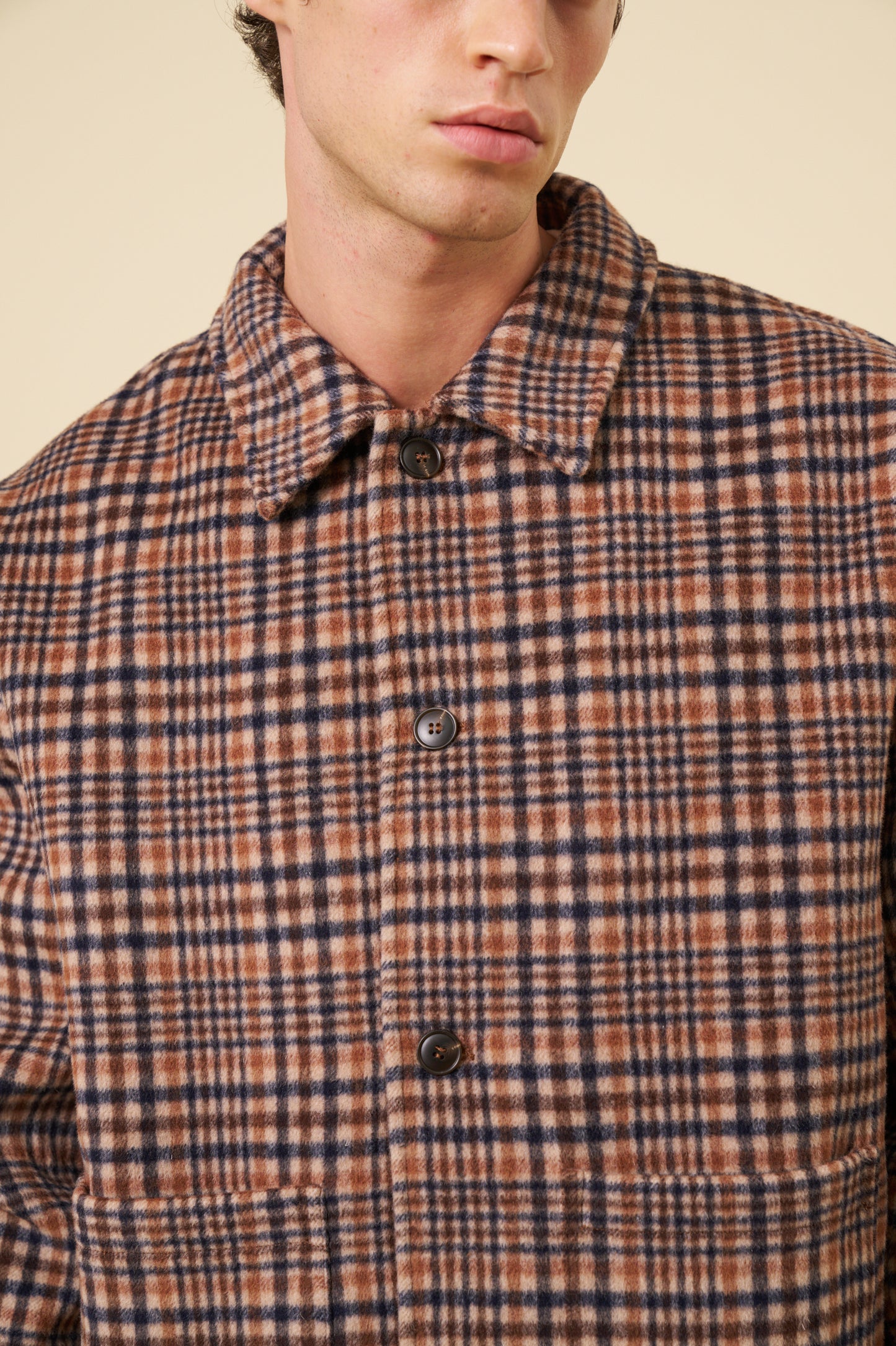 BARTON CHECK WOOL BUTTON JACKET