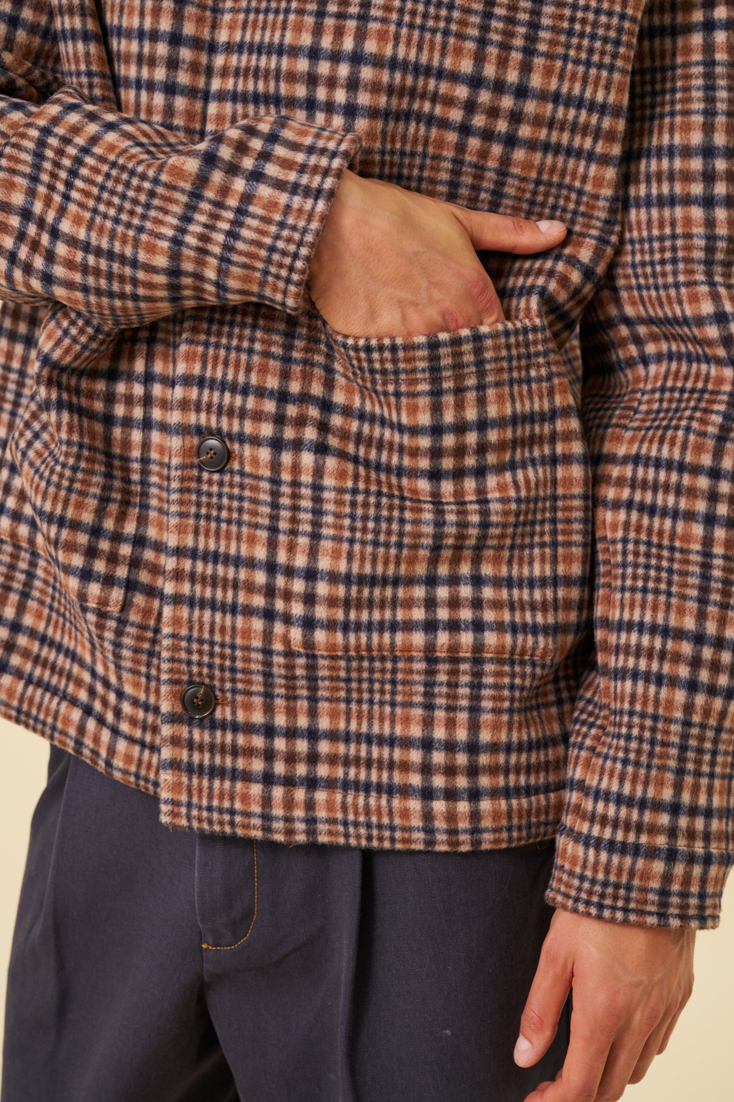 BARTON CHECK WOOL BUTTON JACKET