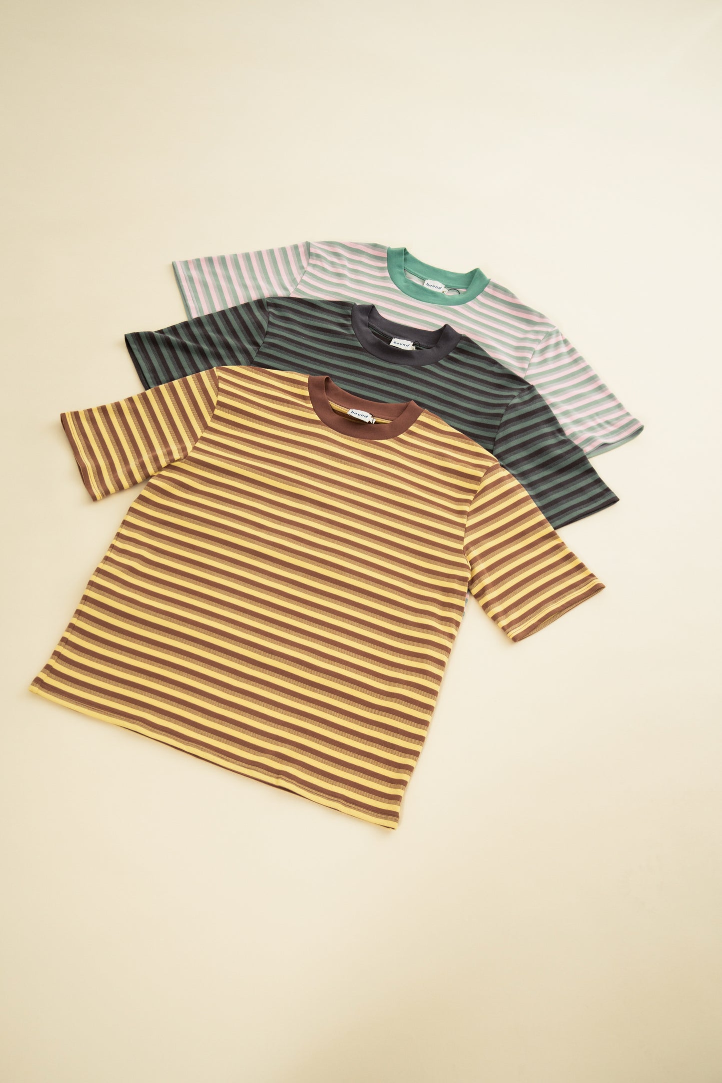 PEACHED STRIPE TEE - CHARCOAL & SAGE