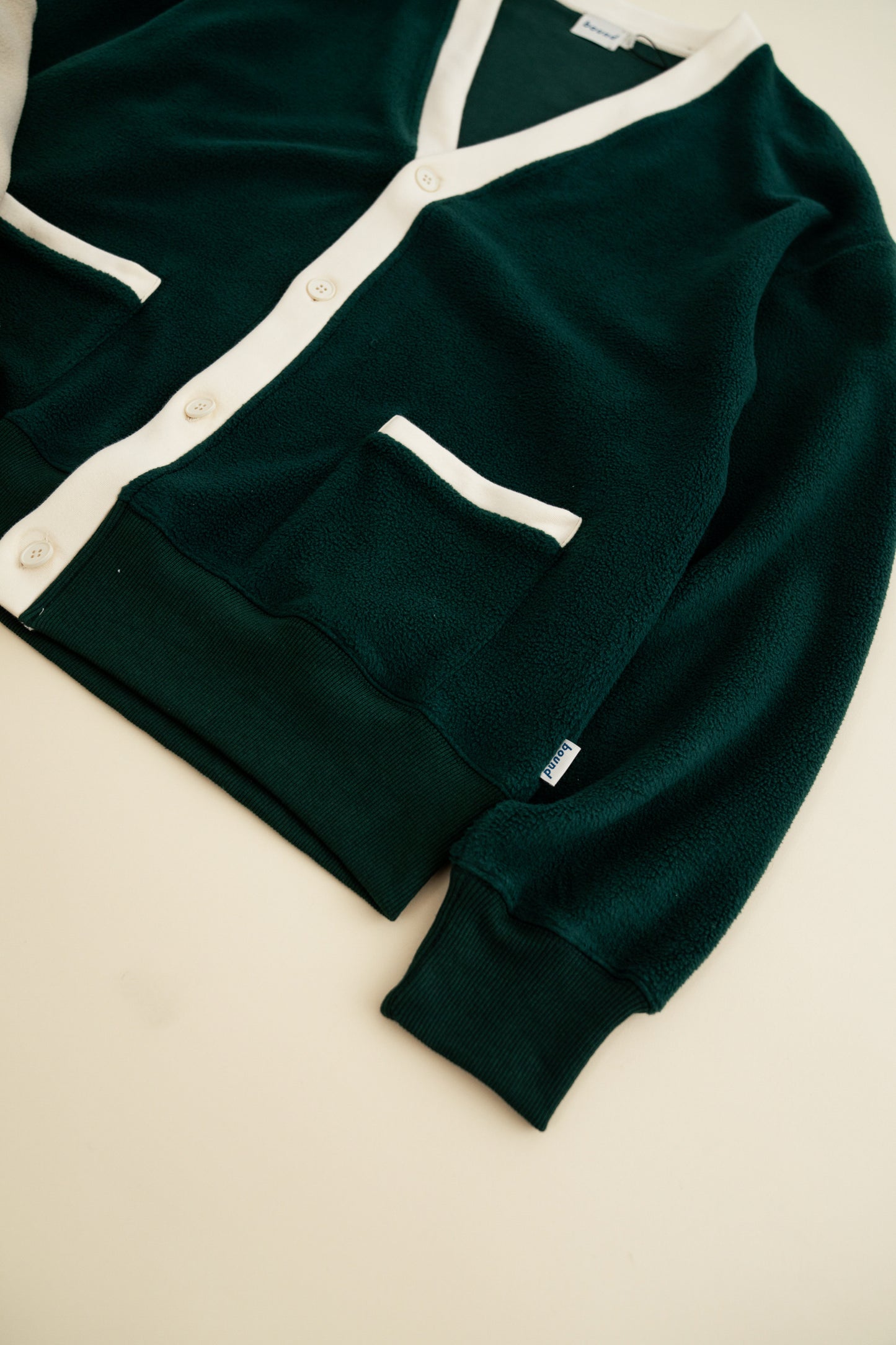 HARVARD REVERSE FLEECE CARDIGAN - BOTTLE GREEN