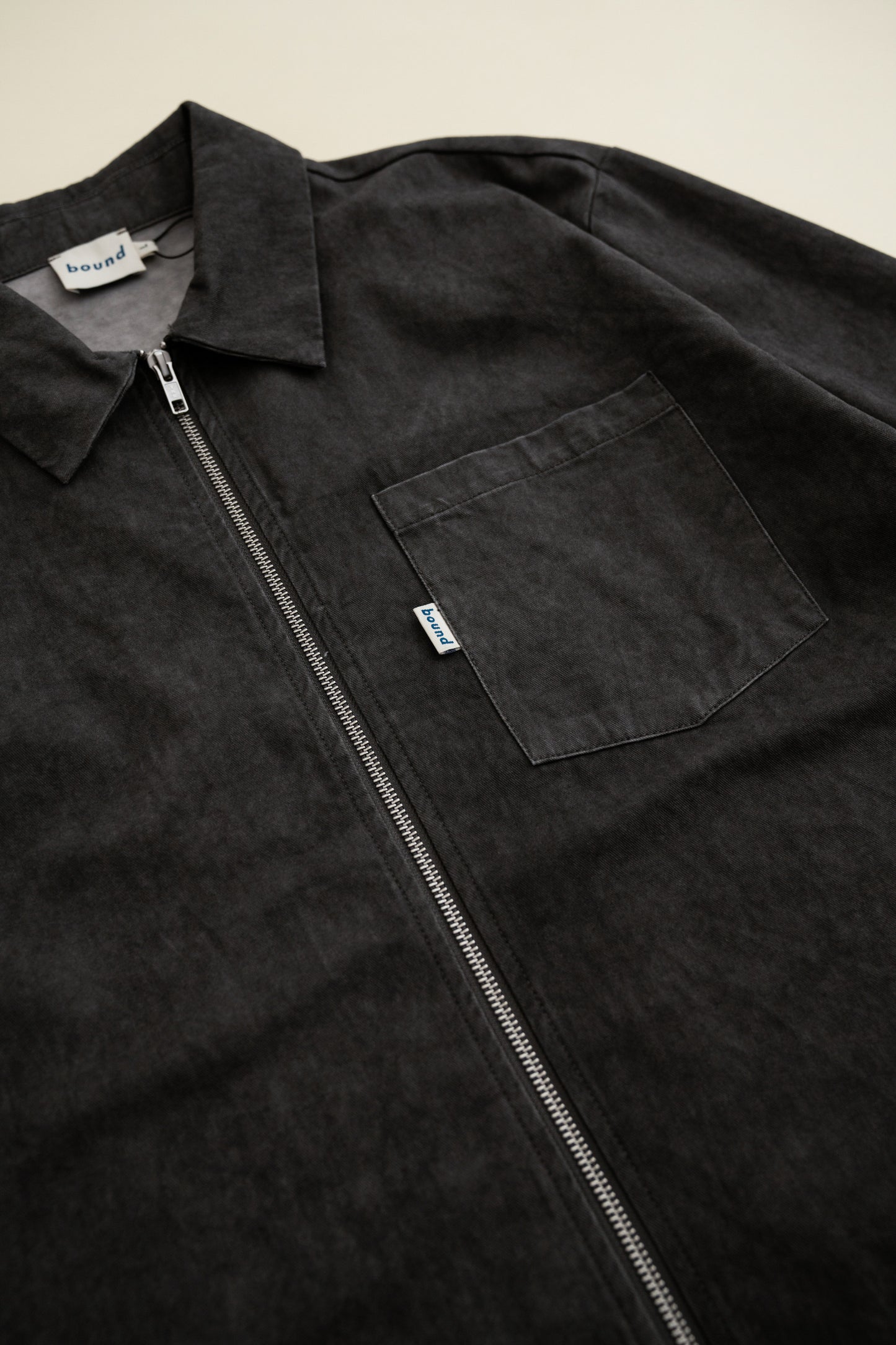 CHARCOAL ACID WASH ZIP OVERSHIRT