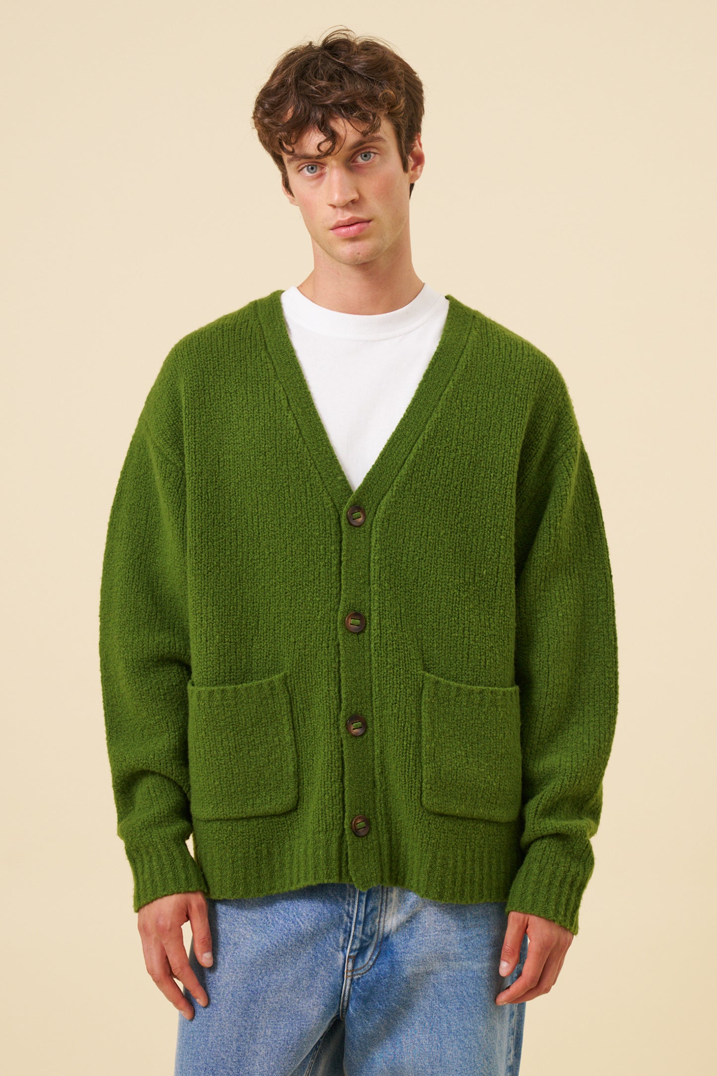 RYE GREEN WOOL CARDIGAN