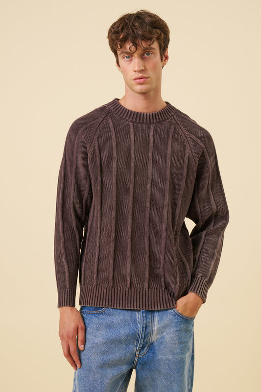MELVIN WASHED SWEATER - BROWN