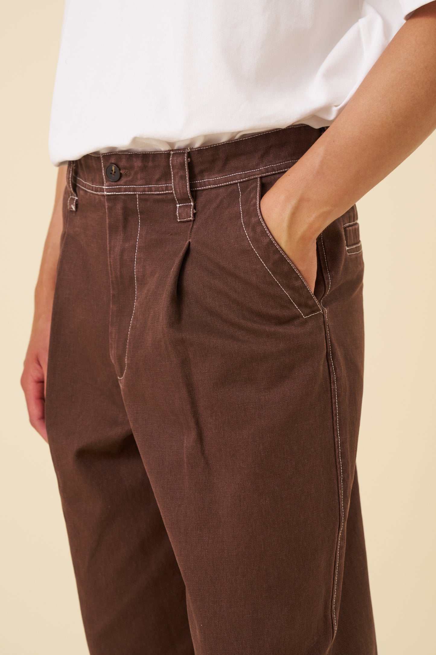 HEAVY CANVAS WORKWEAR TROUSER - BROWN