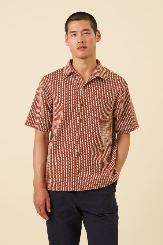 CASTRO WOVEN POLO - RUST