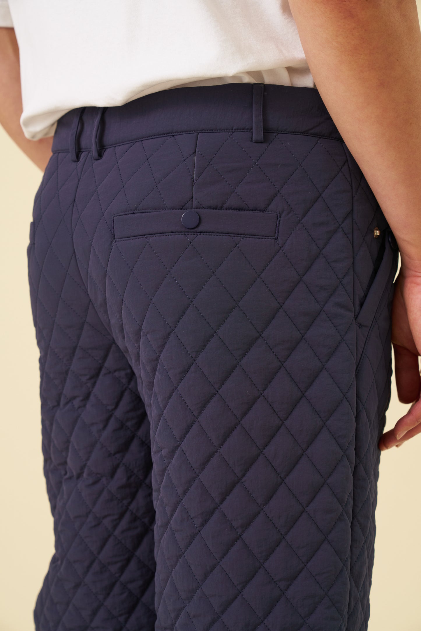 QUILTED CANVAS TROUSERS - NAVY