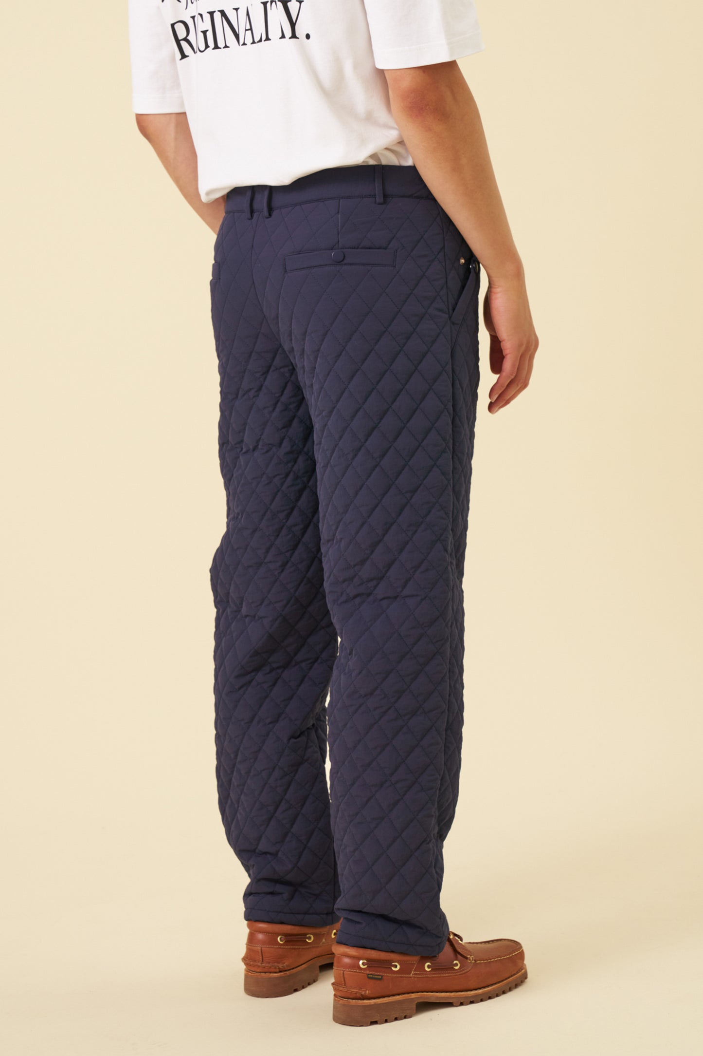 QUILTED CANVAS TROUSERS - NAVY