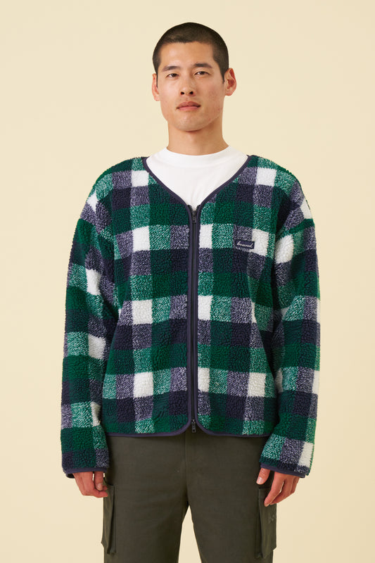 OXFORD CHECK ZIP UP FLEECE
