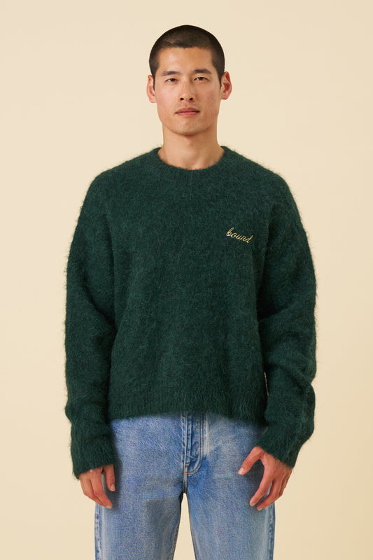 DEXTER CROPPED ALPACA KNIT - FOREST GREEN