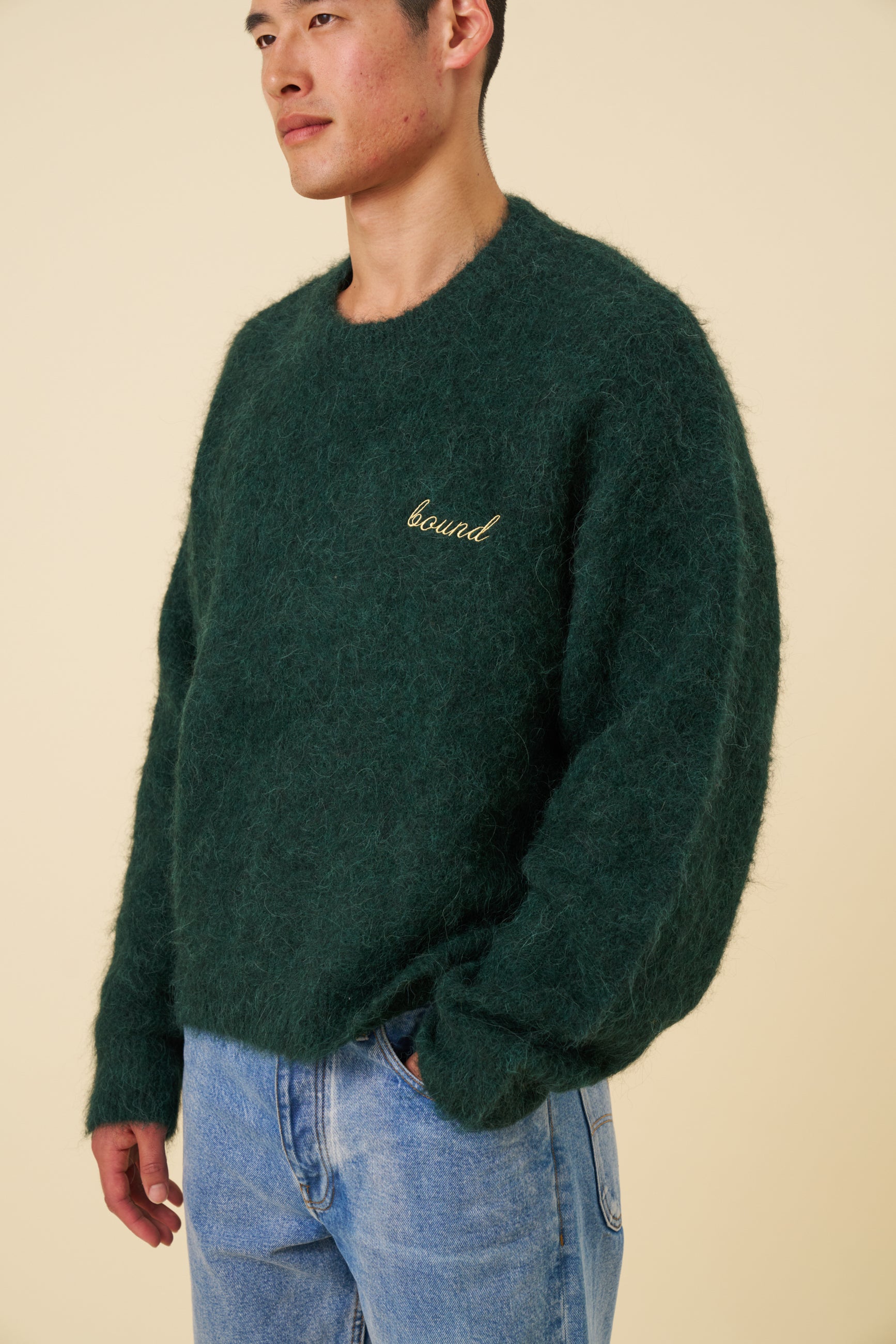 DEXTER CROPPED ALPACA KNIT - FOREST GREEN – bound