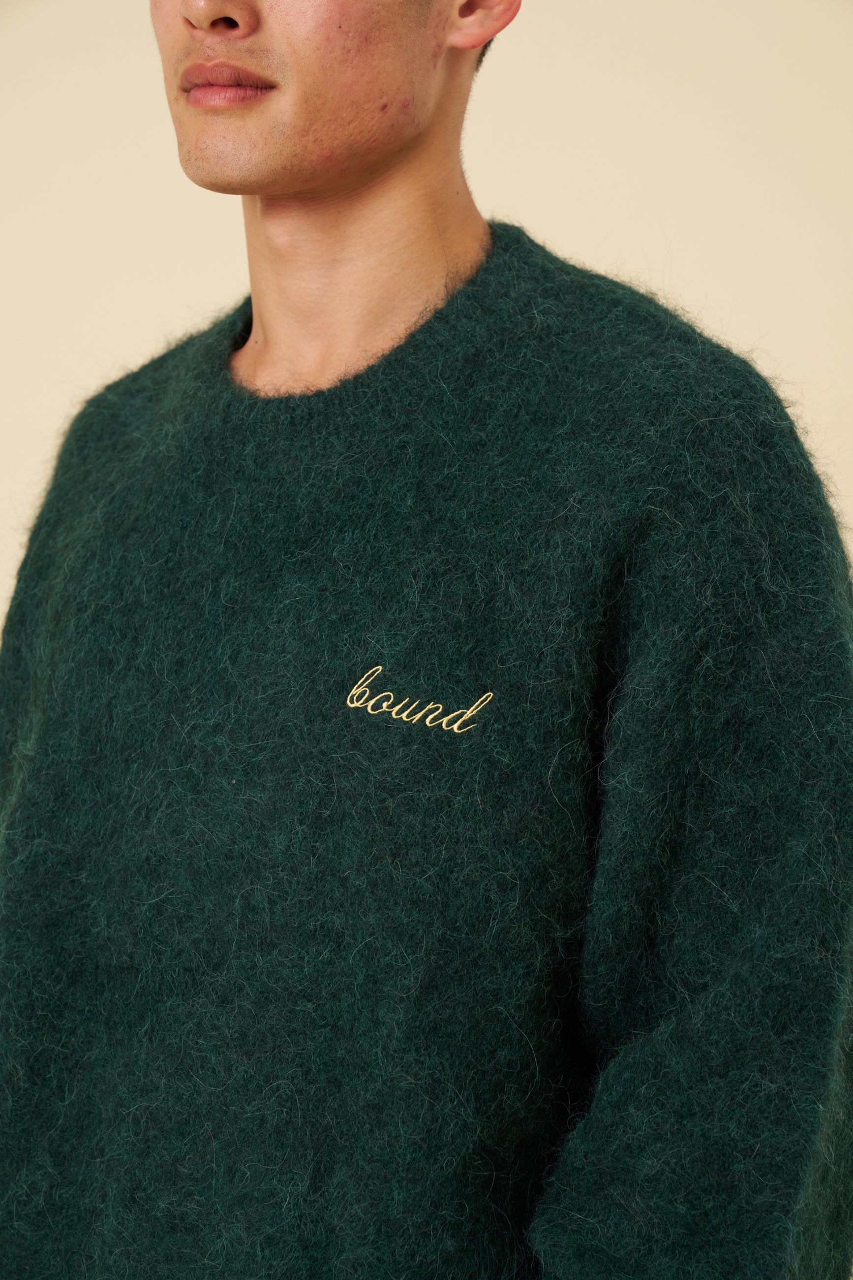 DEXTER CROPPED ALPACA KNIT - FOREST GREEN – bound