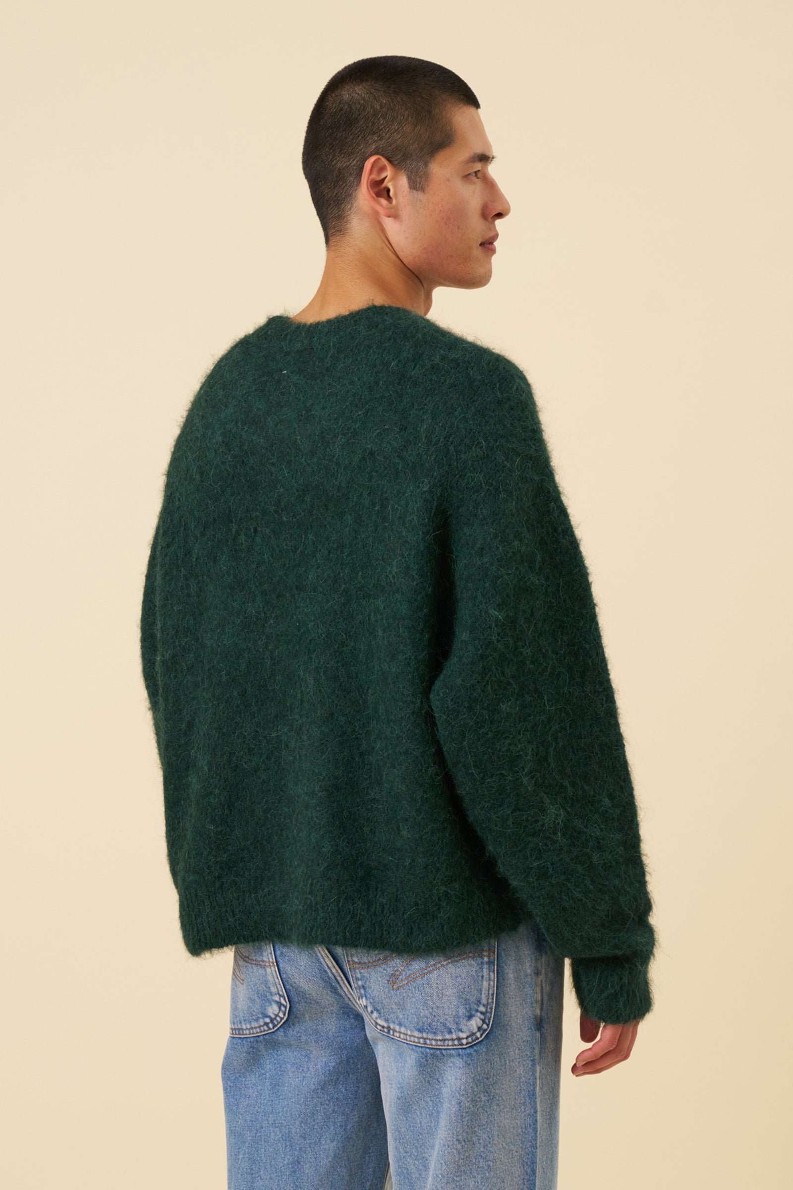 DEXTER CROPPED ALPACA KNIT - FOREST GREEN – bound