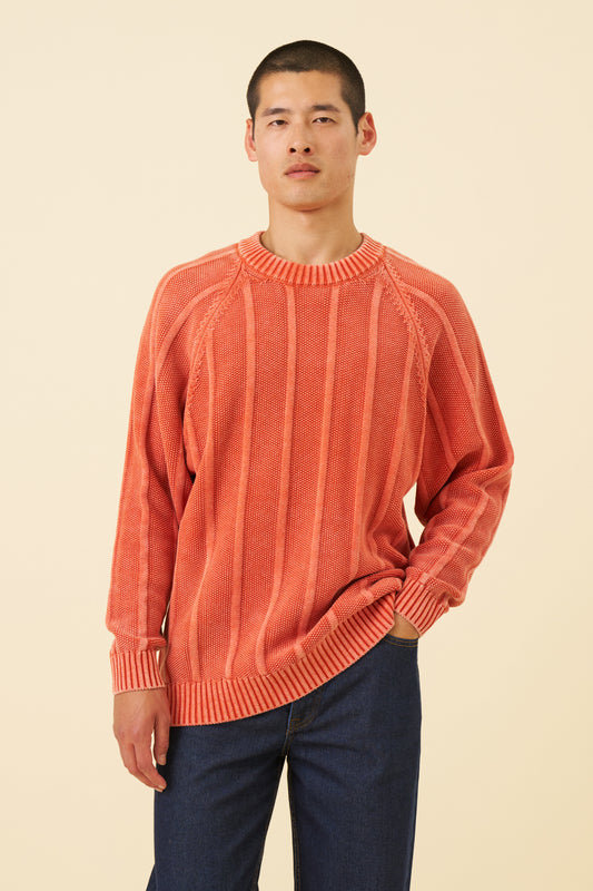 MELVIN WASHED SWEATER - BRIGHT ORANGE