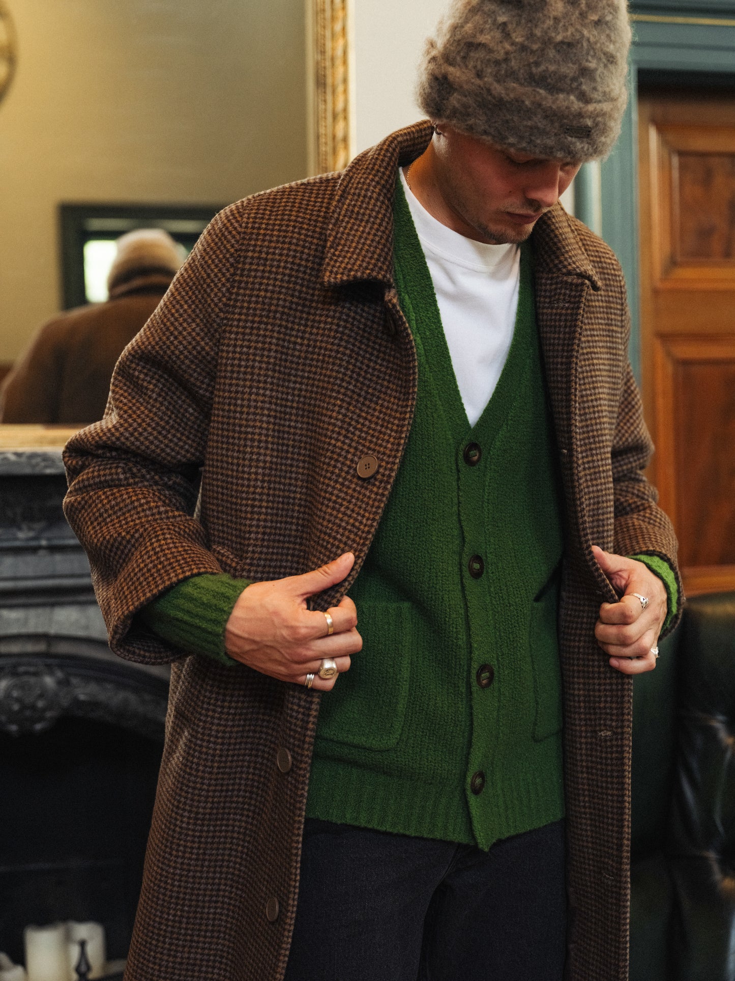 RYE GREEN WOOL CARDIGAN