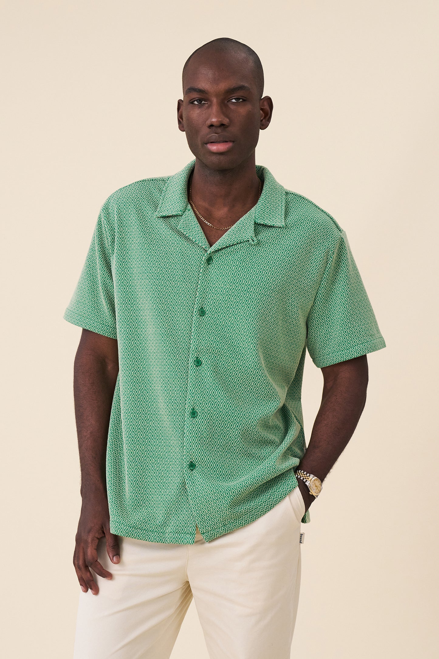 KELLY GREEN DIAMOND CUBAN SS SHIRT – bound