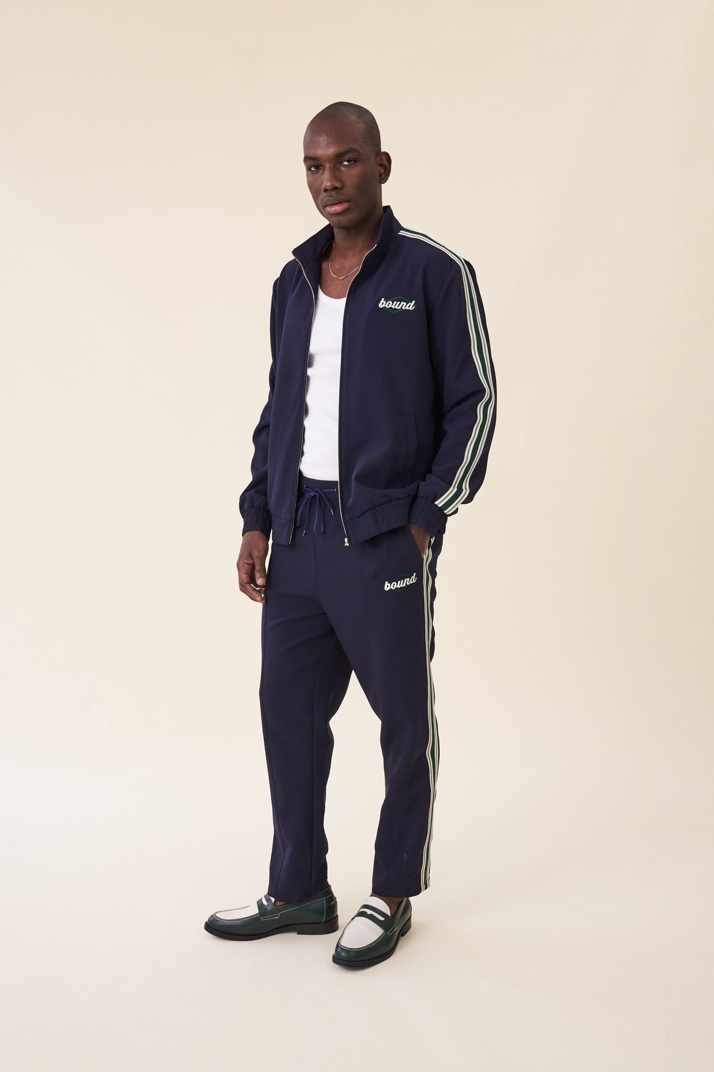 PAULIE NAVY STRIPE TRACKPANTS