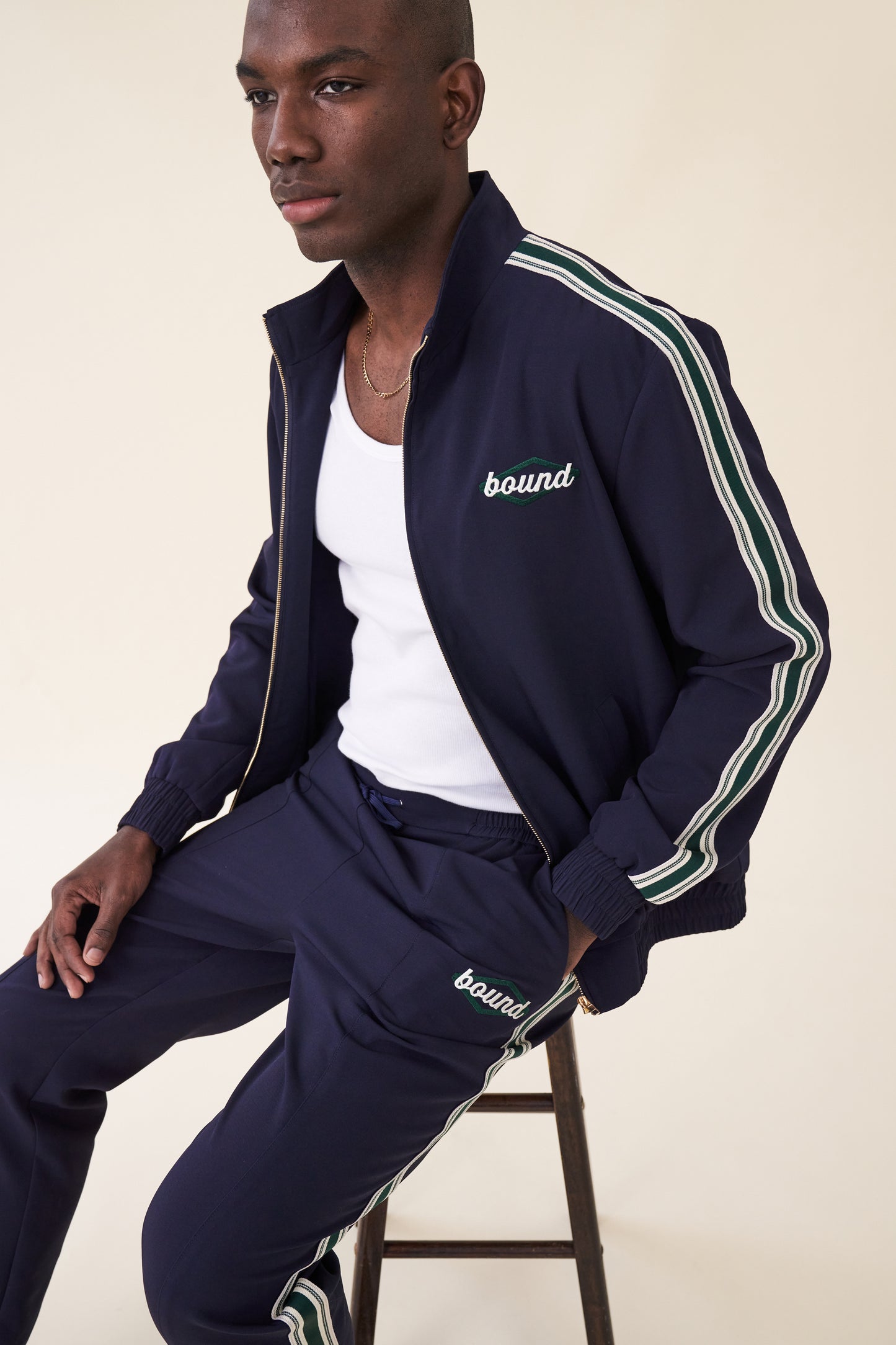 PAULIE NAVY STRIPE TRACK JACKET
