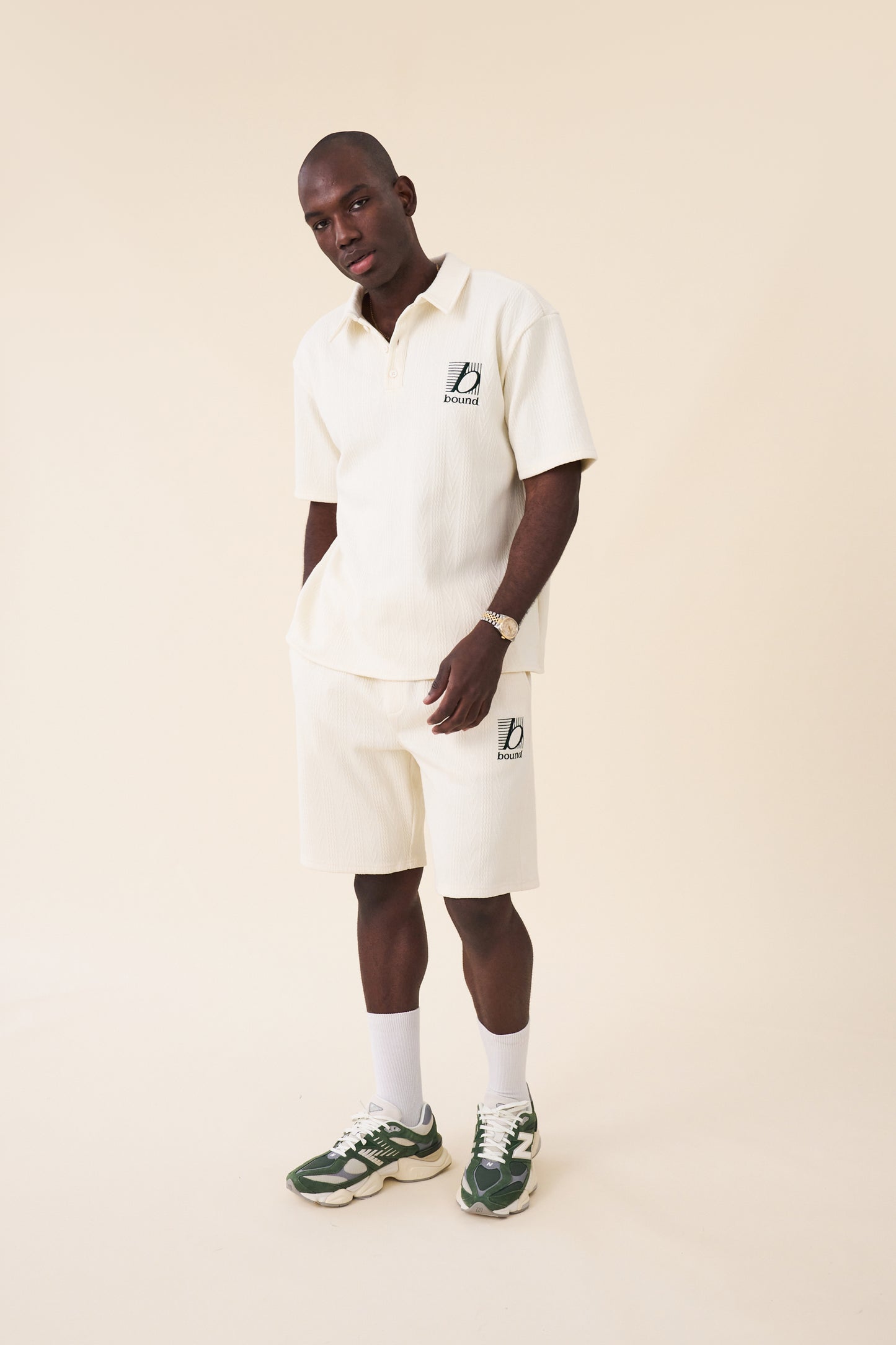 TENNIS CABLE TEXTURE SHORTS - ECRU