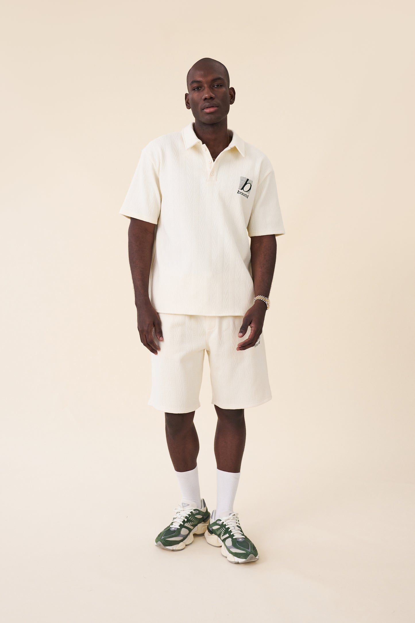 TENNIS CABLE TEXTURE POLO - ECRU