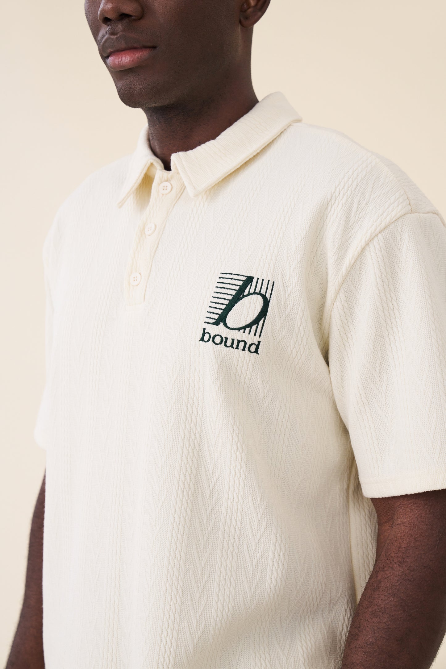 TENNIS CABLE TEXTURE POLO - ECRU