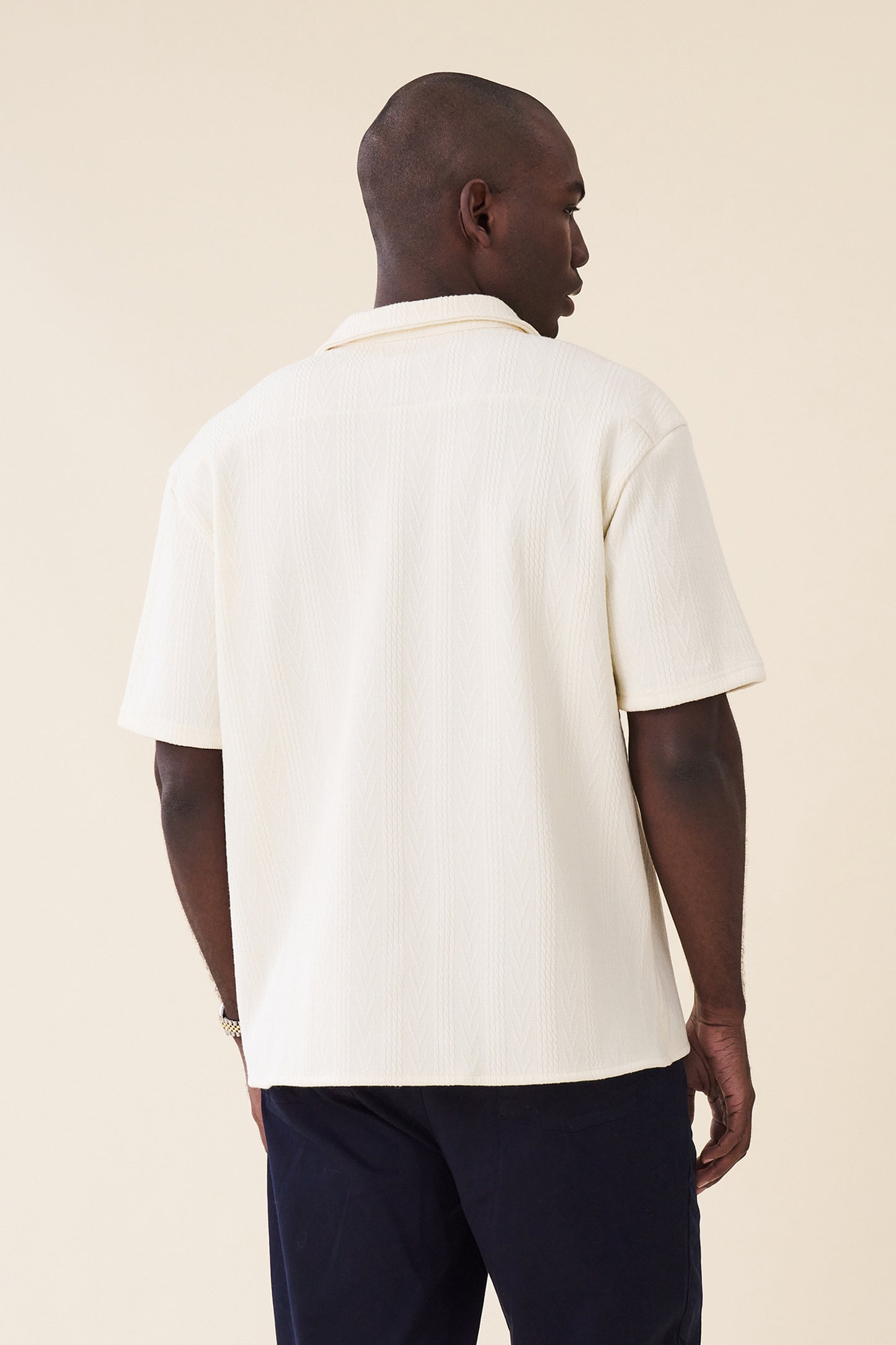 TENNIS CABLE TEXTURE POLO - ECRU