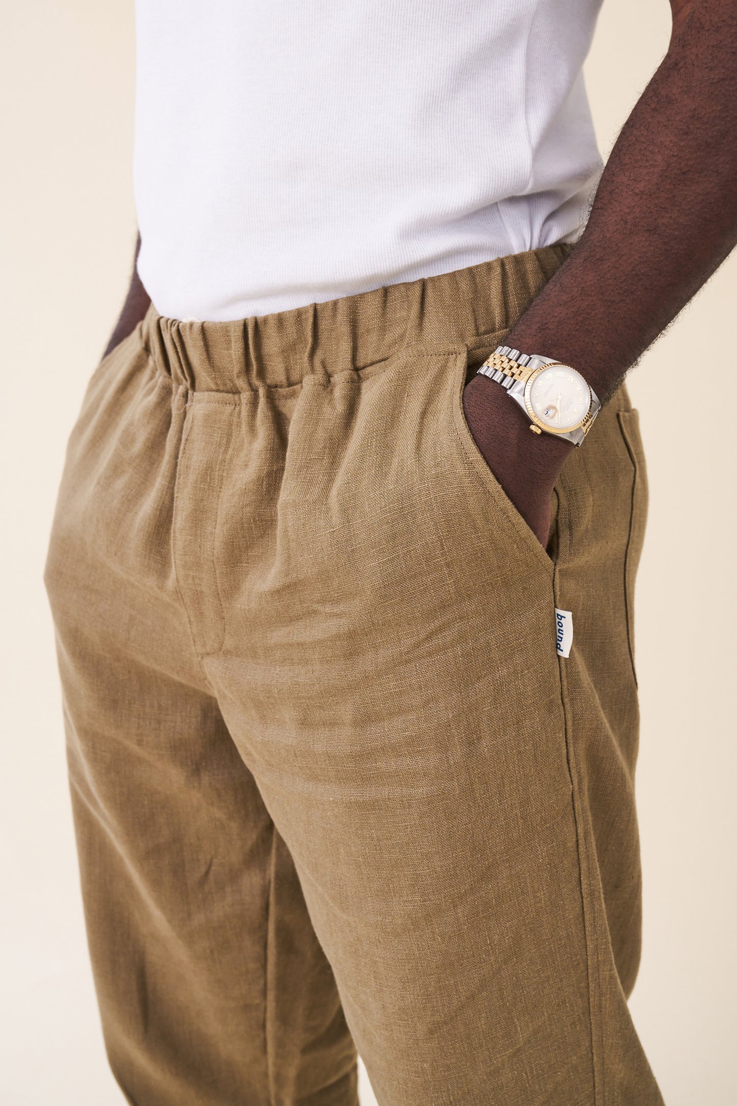 RELAXED LINEN TROUSERS - ARMY GREEN