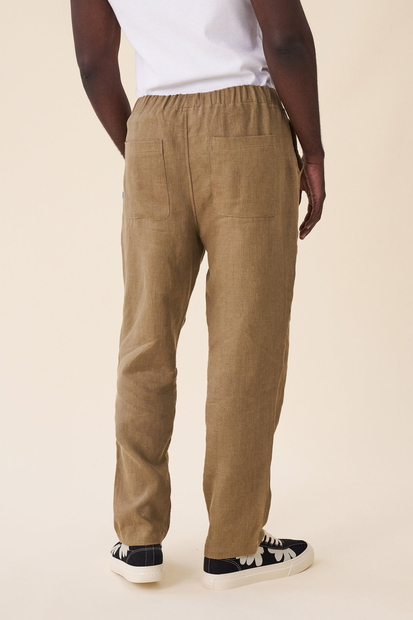 RELAXED LINEN TROUSERS - ARMY GREEN