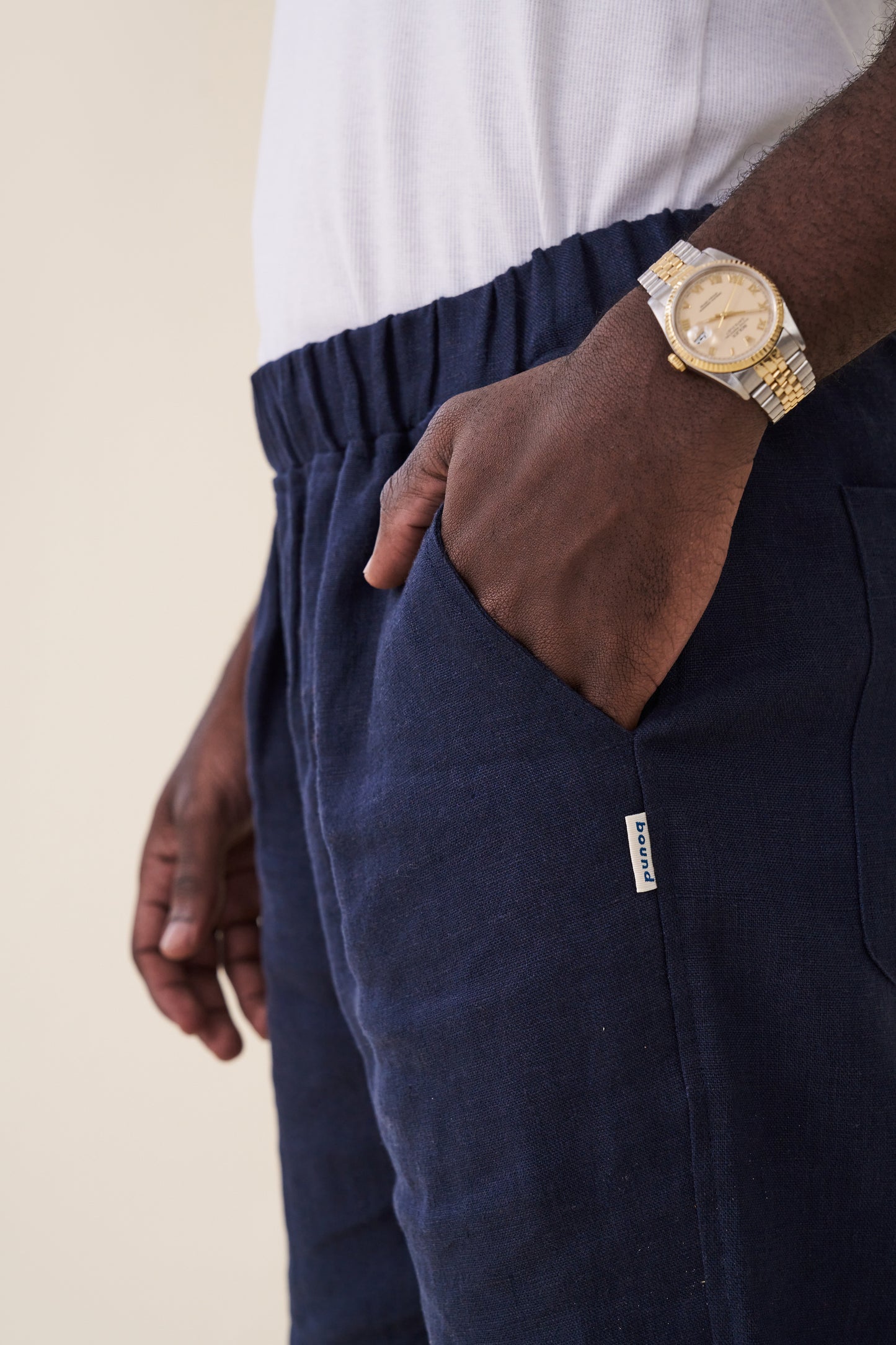 RELAXED LINEN TROUSERS - NAVY