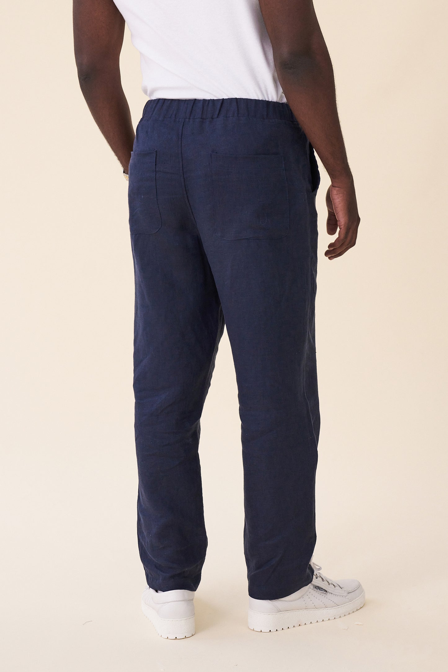 RELAXED LINEN TROUSERS - NAVY