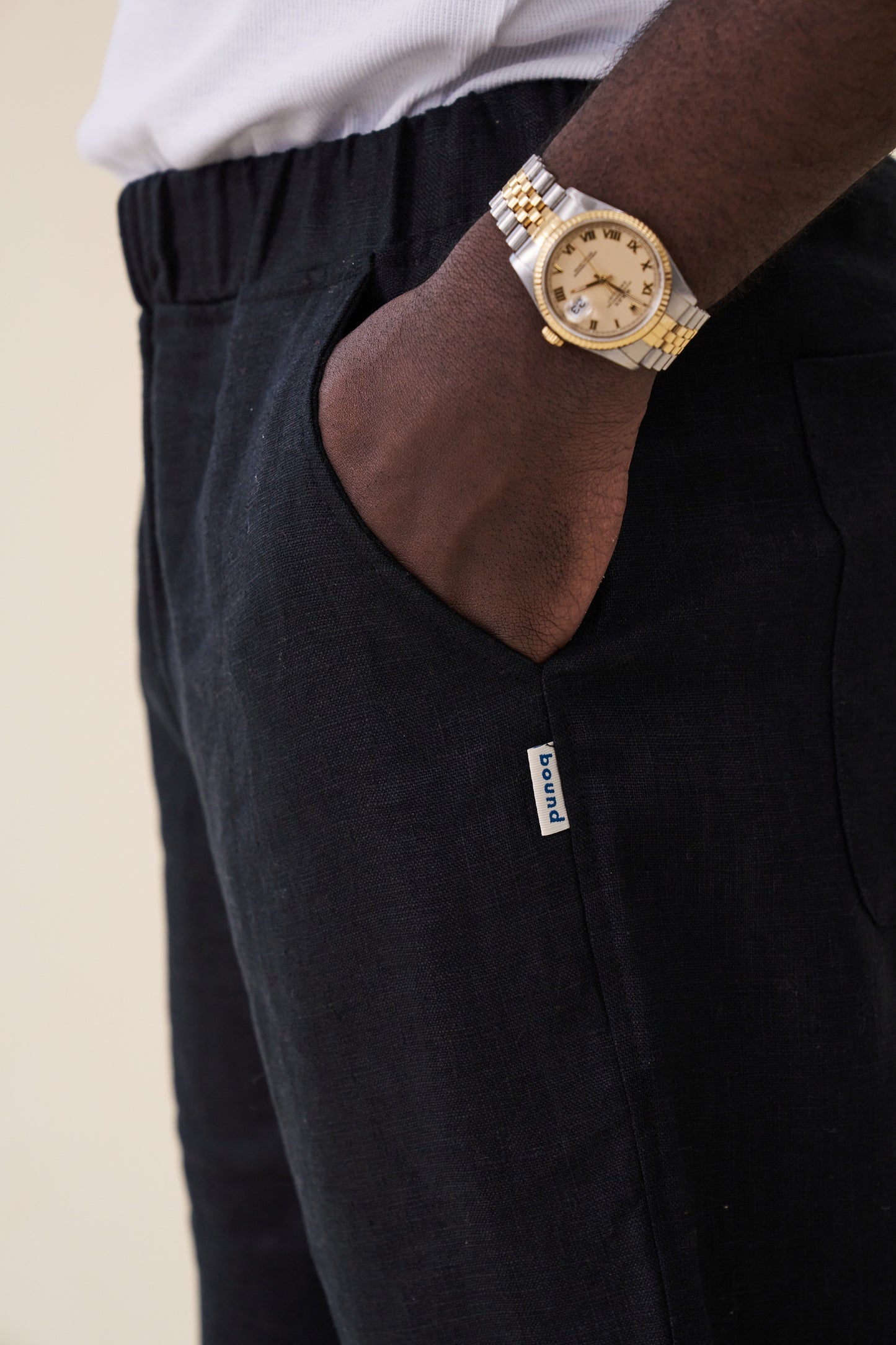 RELAXED LINEN TROUSERS - BLACK