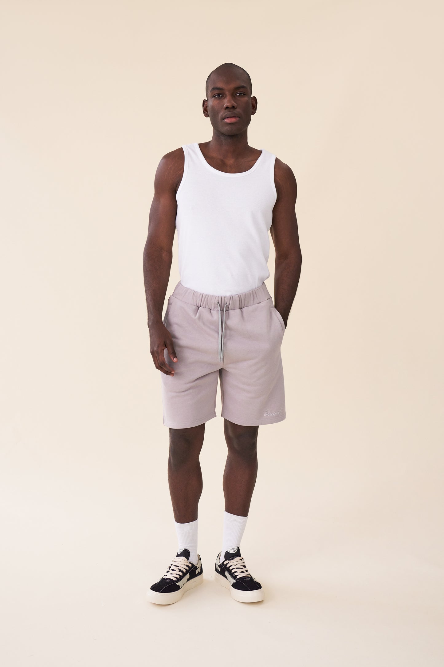 SCRIPT JOGGER SHORTS - MID GREY