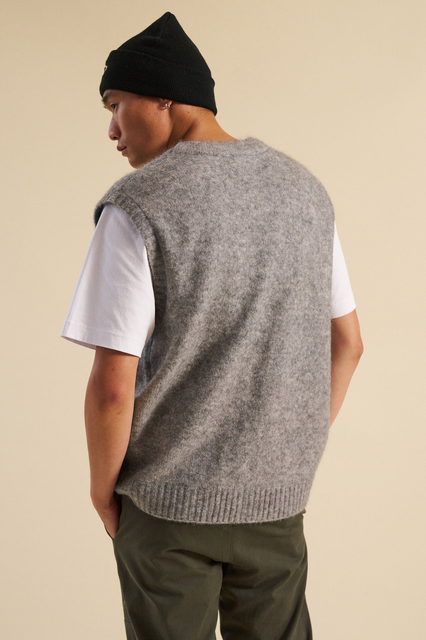 HUDSON MOHAIR CARDIGAN VEST - GREY