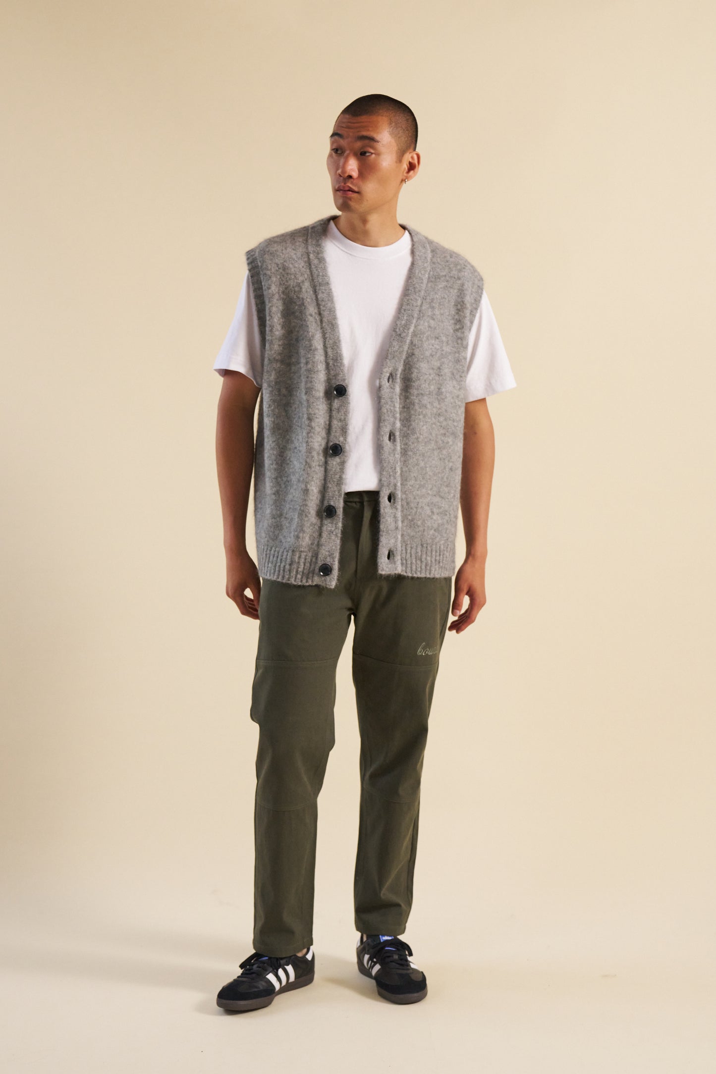 HUDSON MOHAIR CARDIGAN VEST - GREY