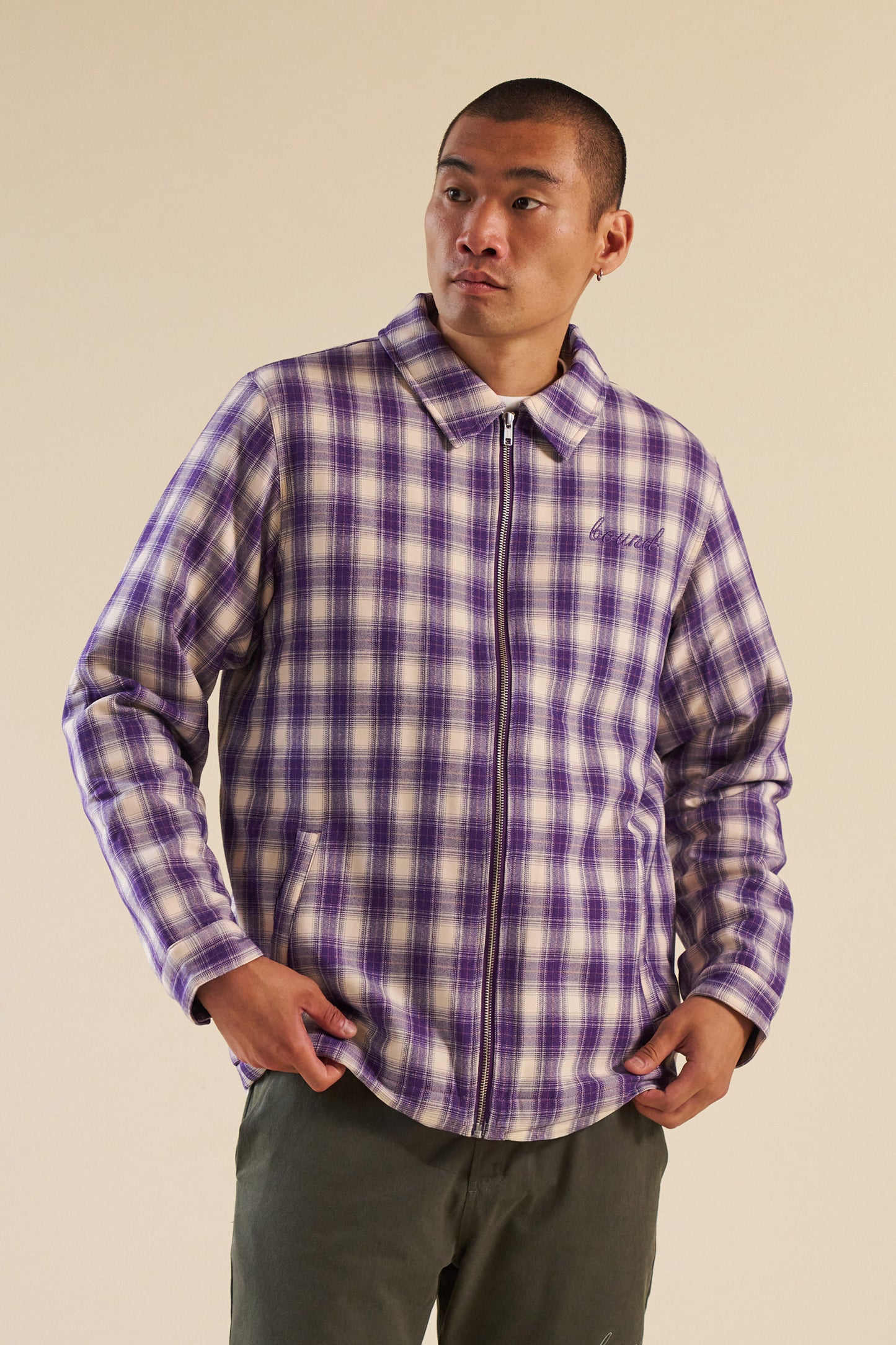LAVENDER CHECK COACH JACKET