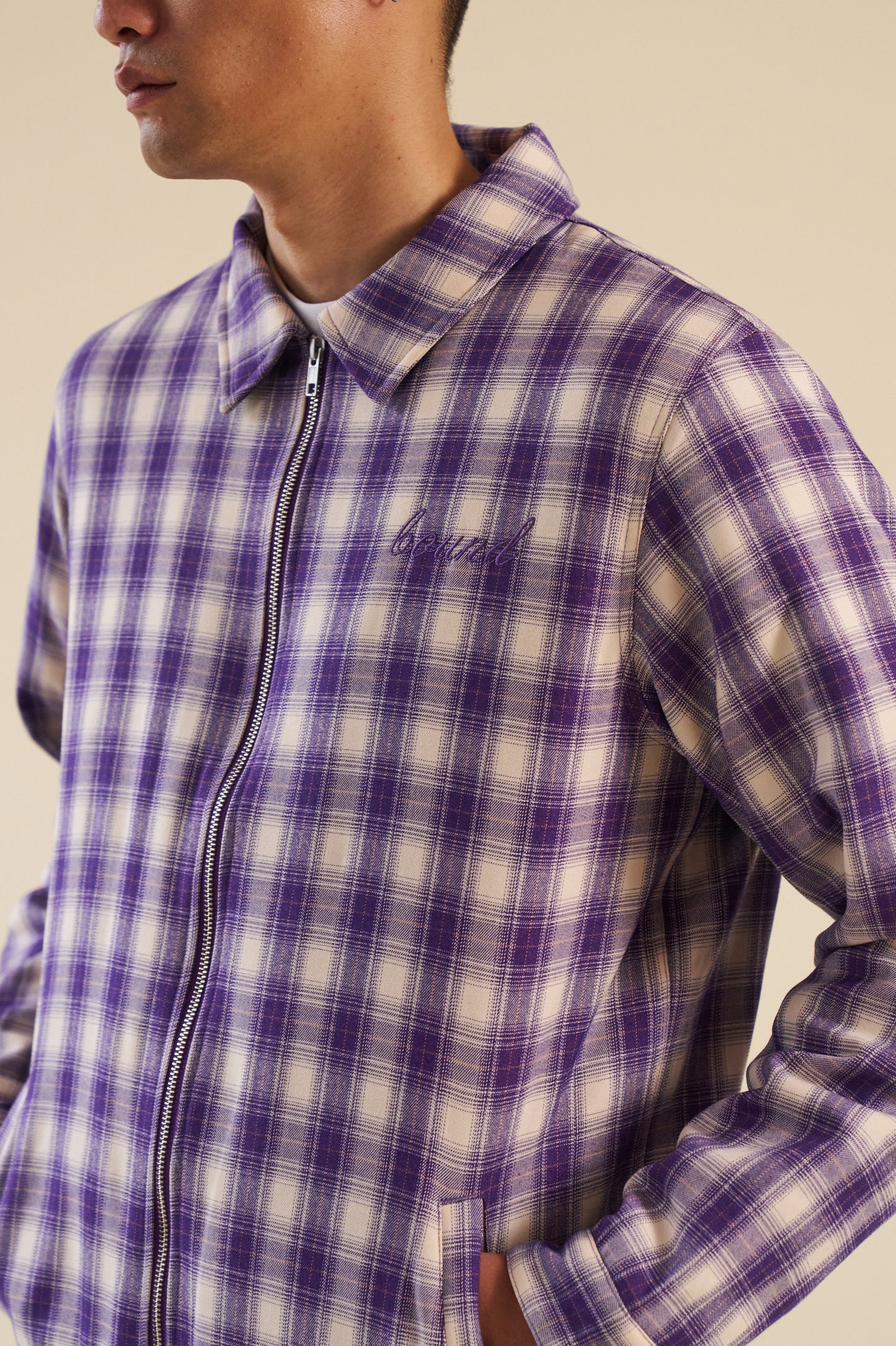 LAVENDER CHECK COACH JACKET