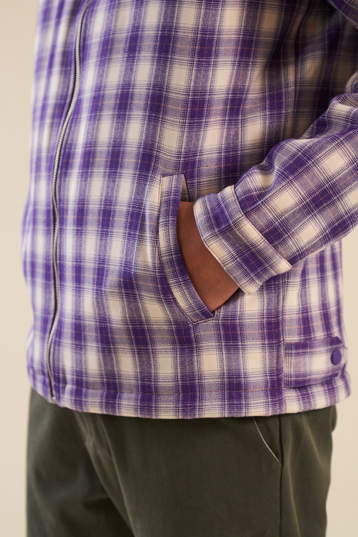 LAVENDER CHECK COACH JACKET