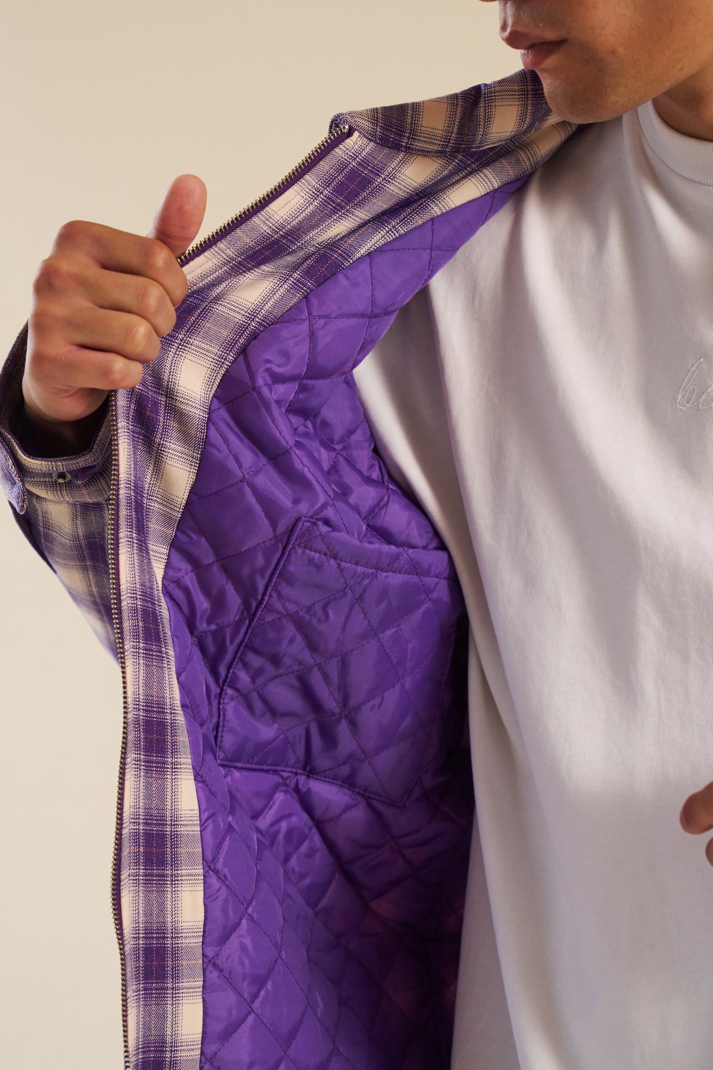 LAVENDER CHECK COACH JACKET