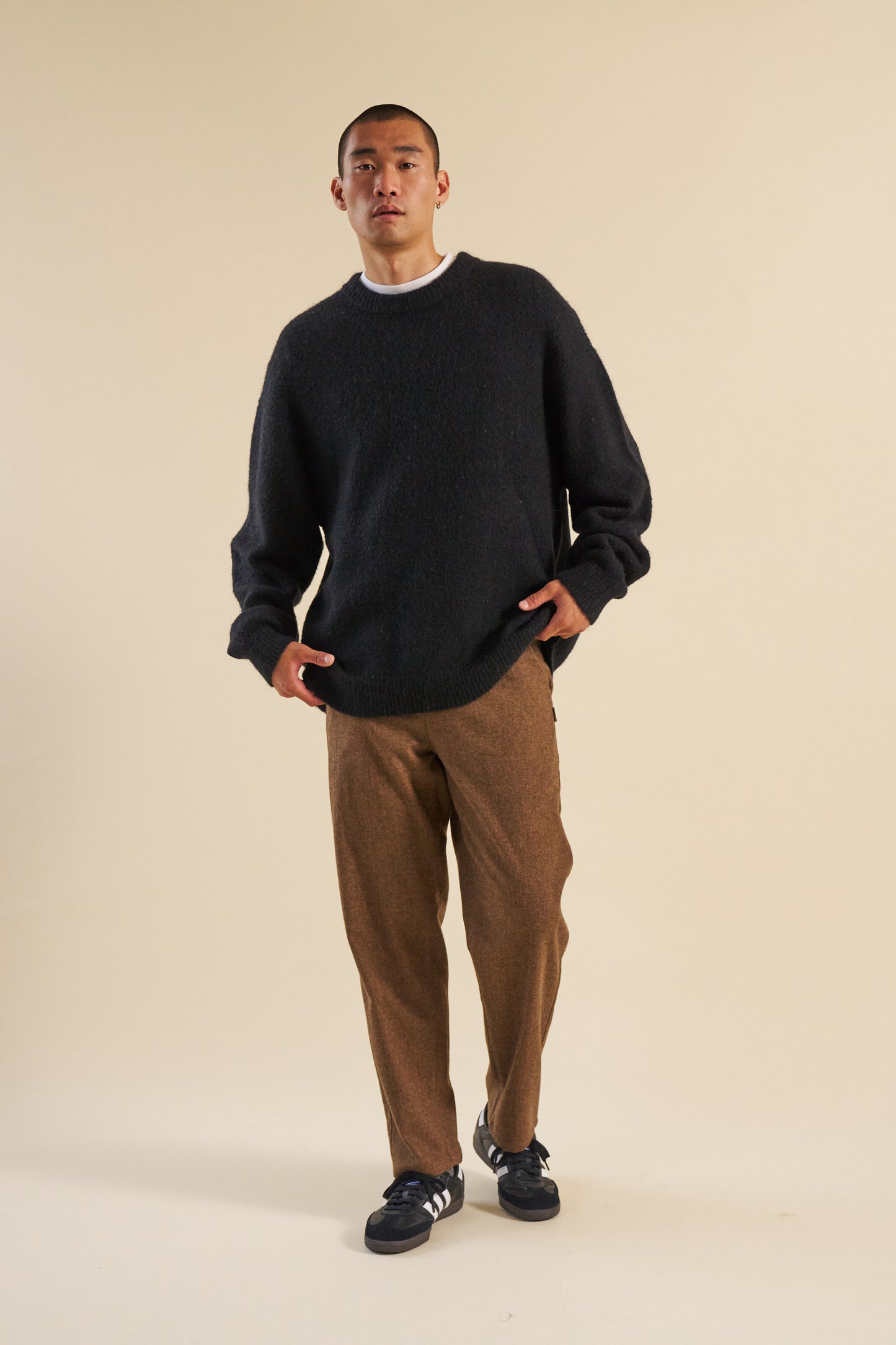 BAXTER MOHAIR BLEND SWEATER - BLACK