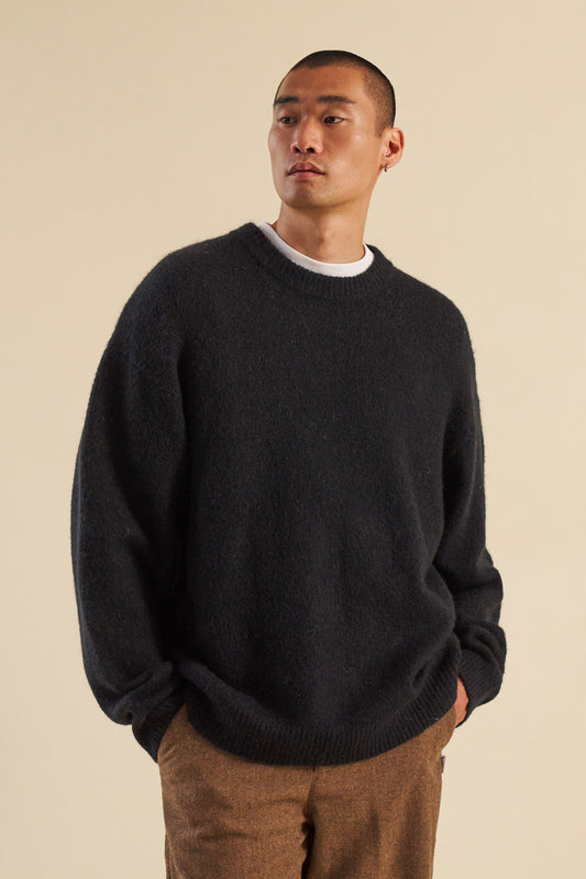 BAXTER MOHAIR BLEND SWEATER - BLACK