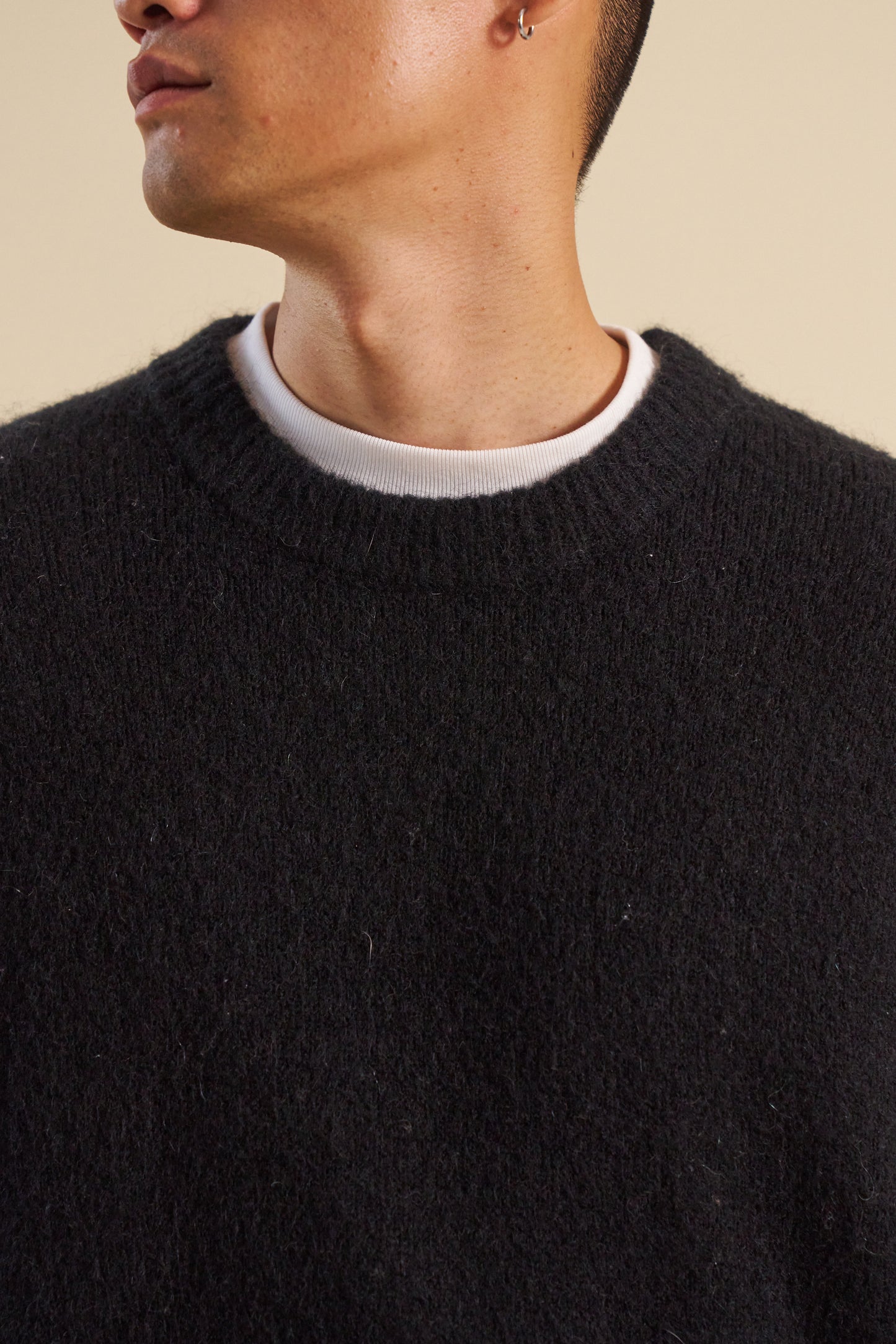 BAXTER MOHAIR BLEND SWEATER - BLACK