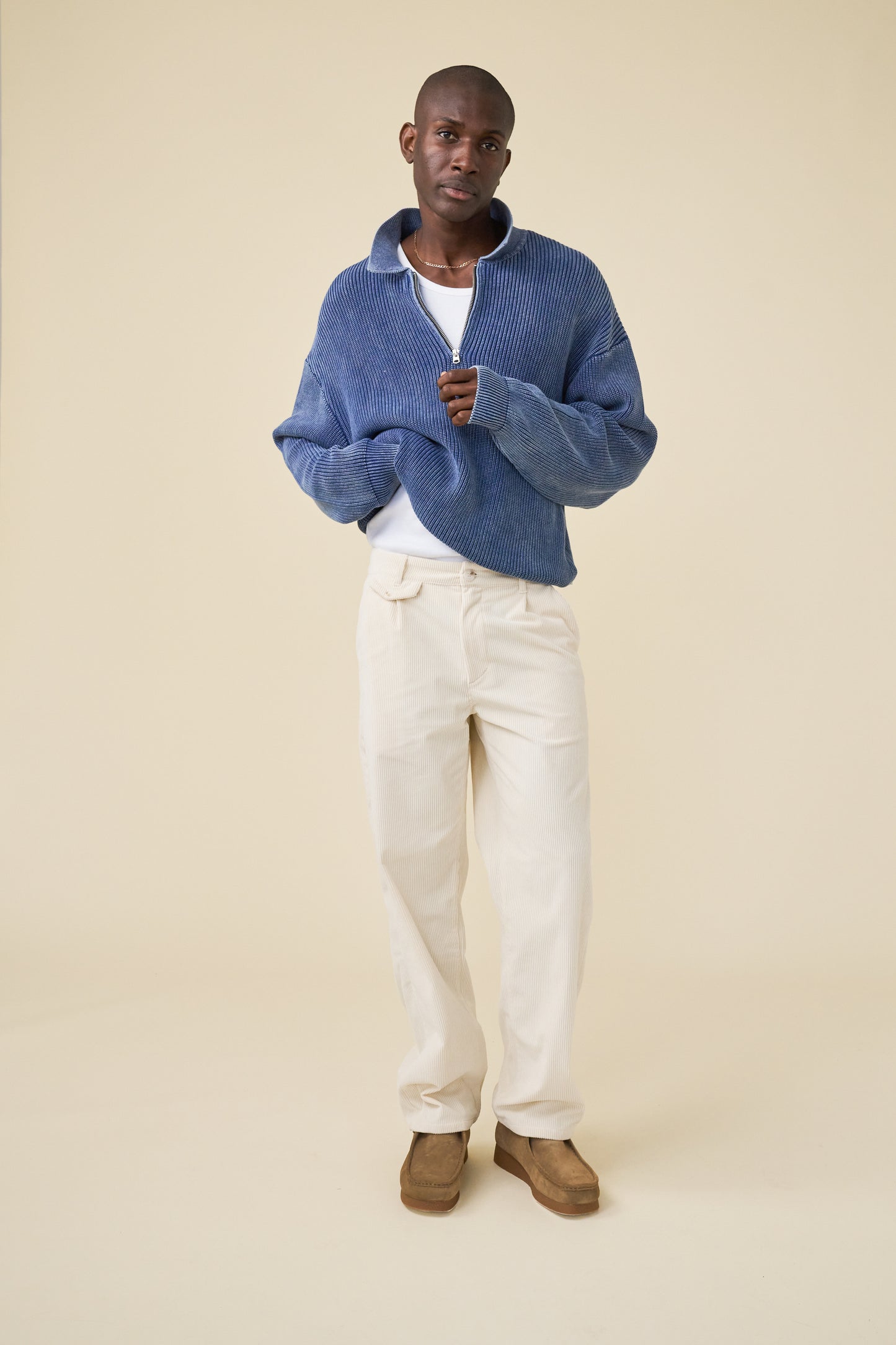 RELAXED CORDUROY TROUSER - LIGHT CREAM